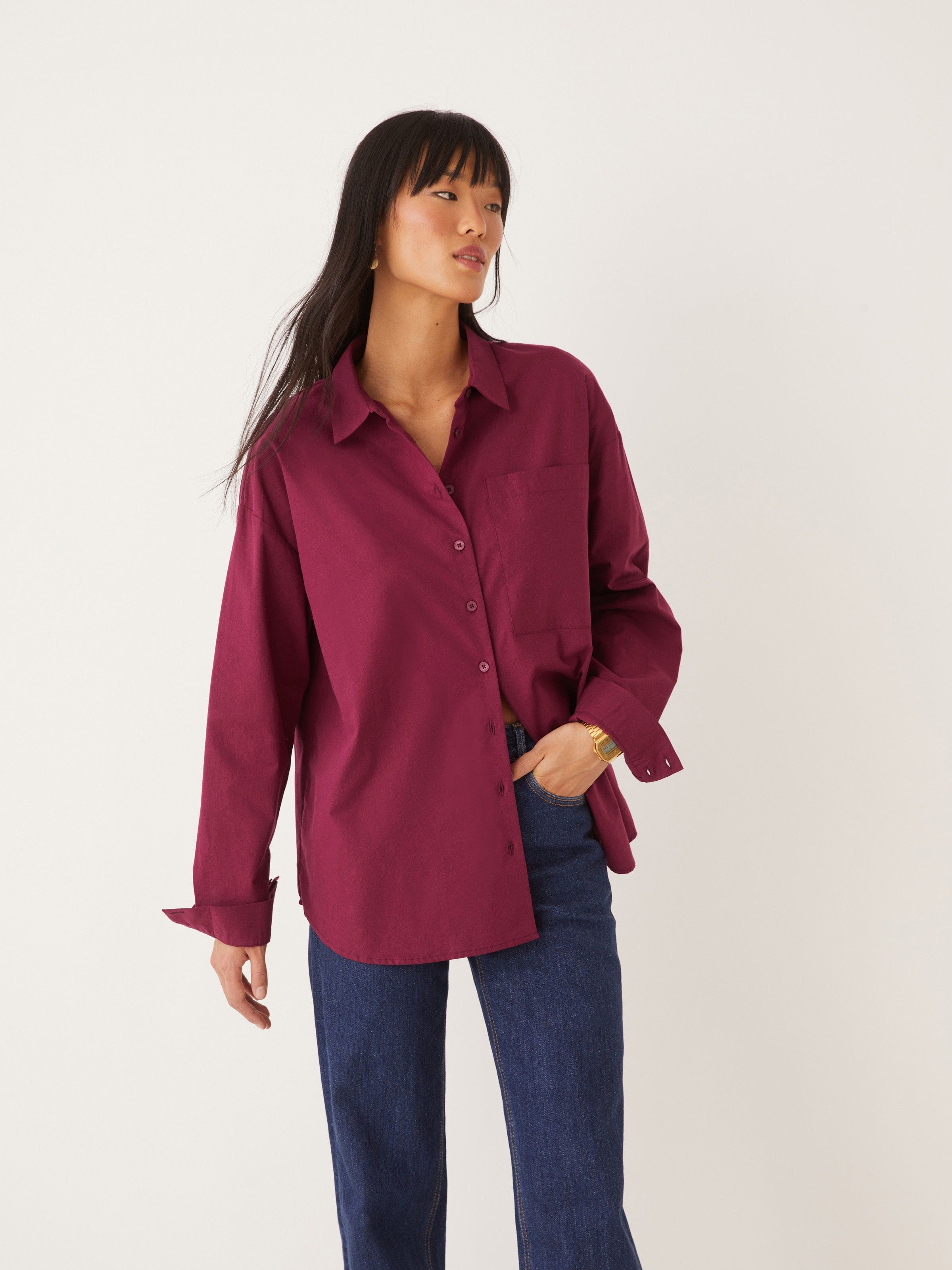 The Kapok Loose Shirt in Cherry sold by Frank & Oak product image thumbnail 3