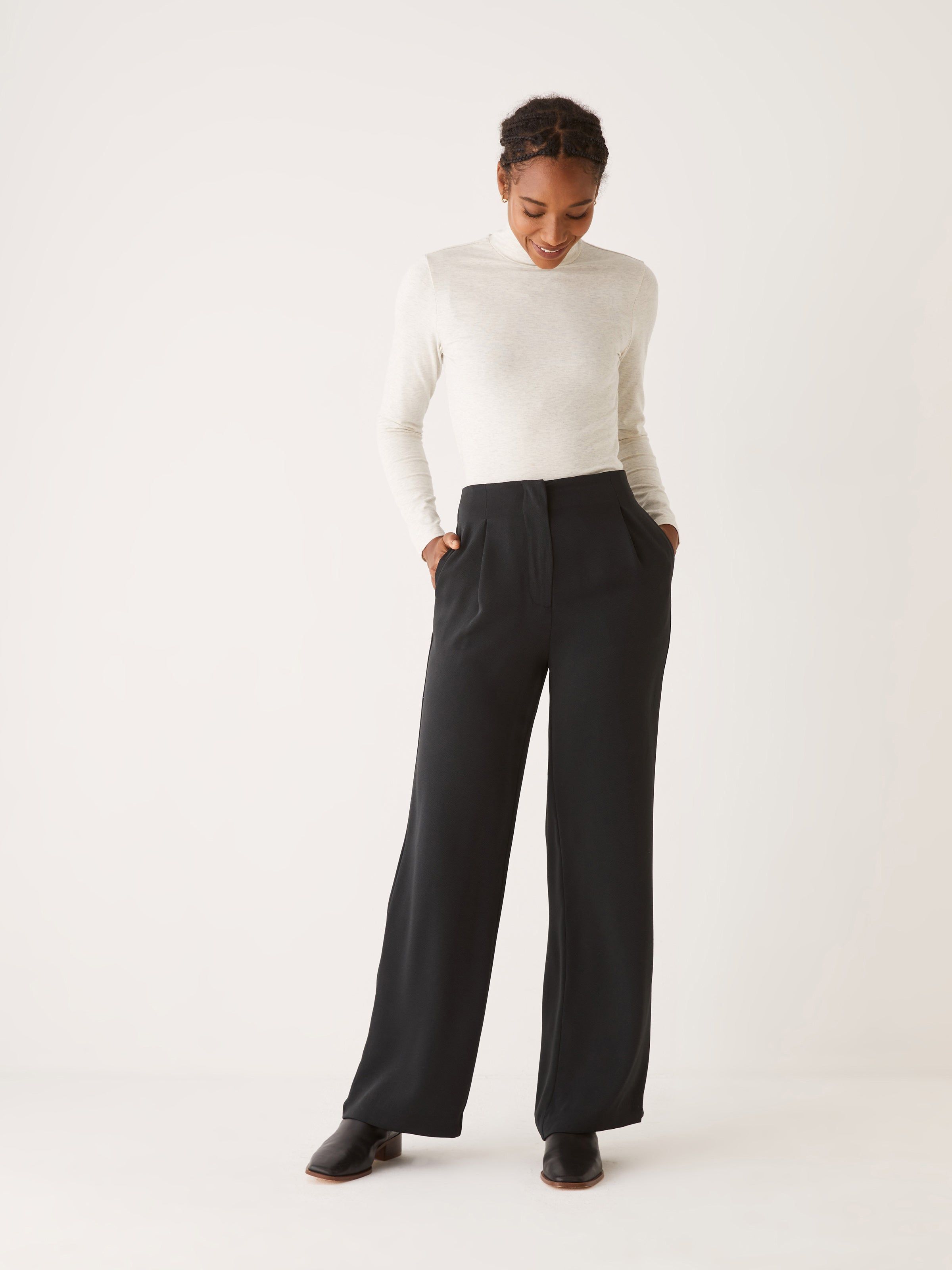 The Sally High Rise Wide Leg Pant in Black sold by Frank & Oak product image thumbnail 2