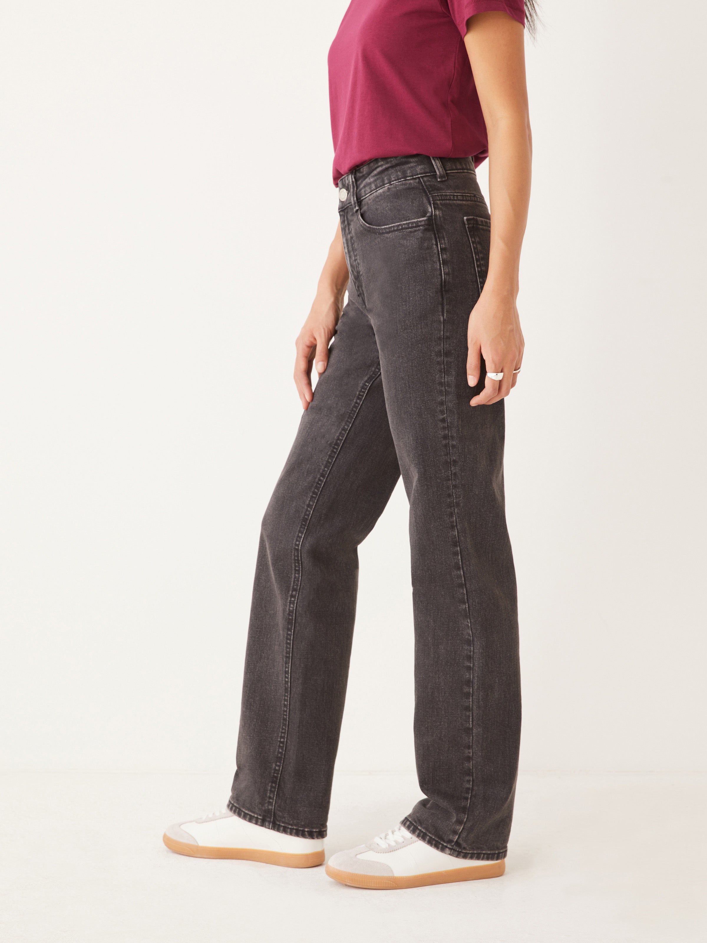 The Marianne High Rise Relaxed Straight Jean in Washed Black sold by Frank & Oak product image thumbnail 3