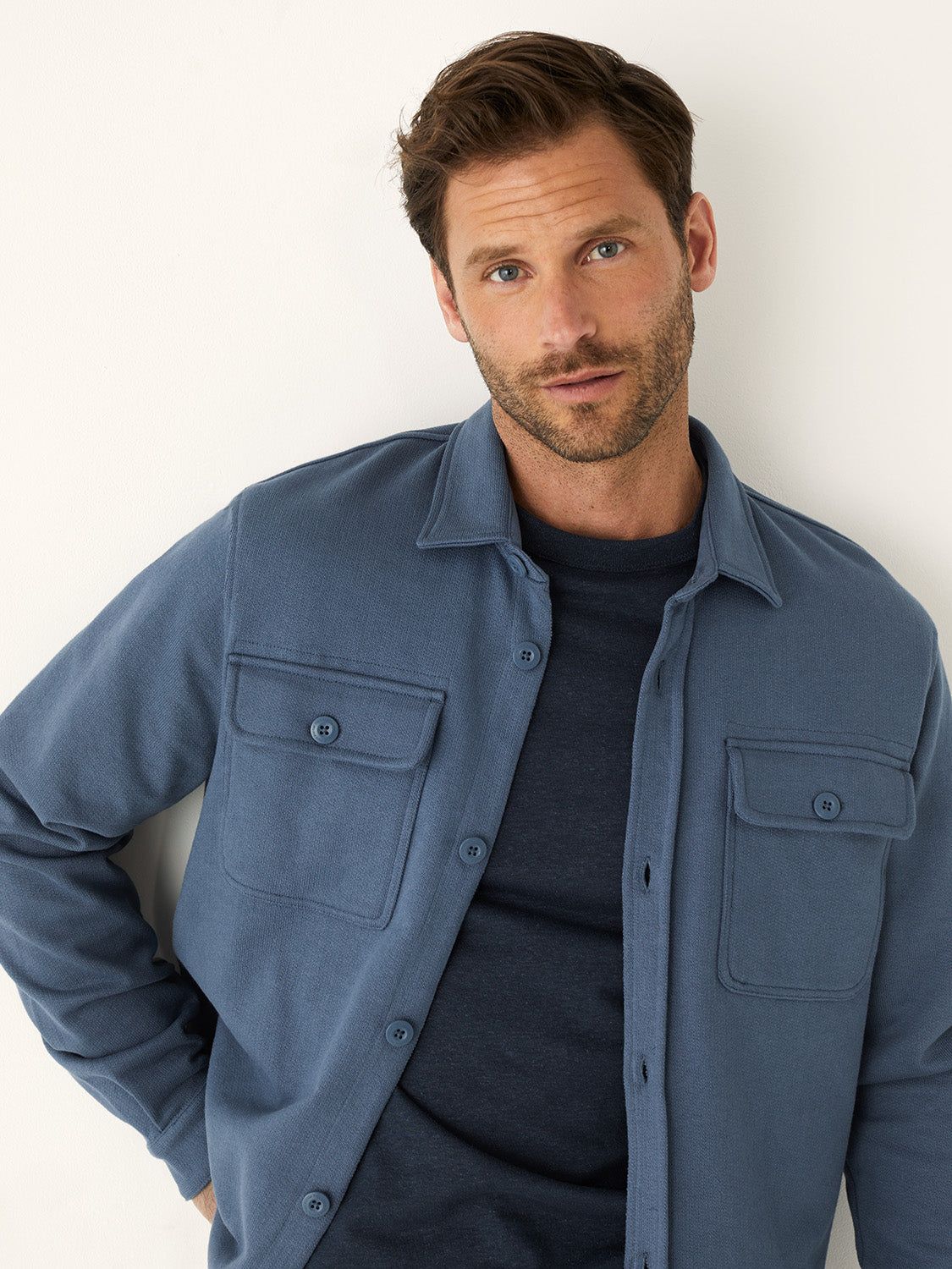 The French Terry Overshirt in Stormy Blue sold by Frank & Oak product image thumbnail 2