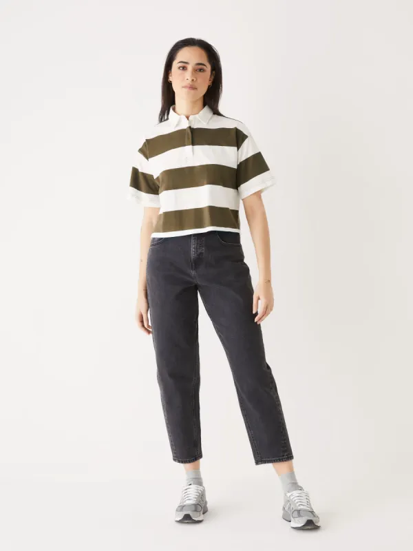 The Cropped Organic Cotton Polo in Dark Olive sold by Frank & Oak