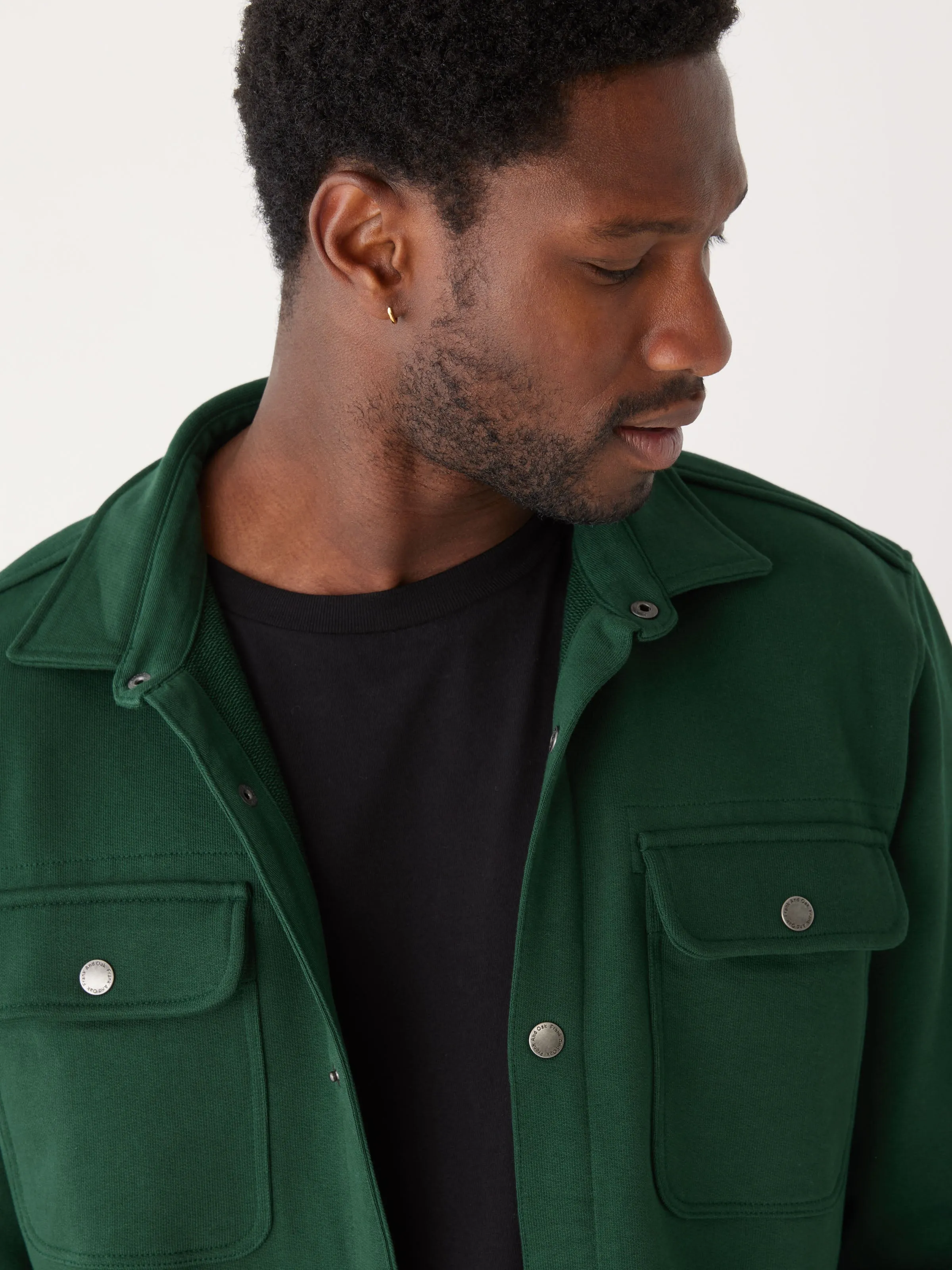 The Jordan French Terry Overshirt in Pine Grove sold by Frank & Oak product image thumbnail 2