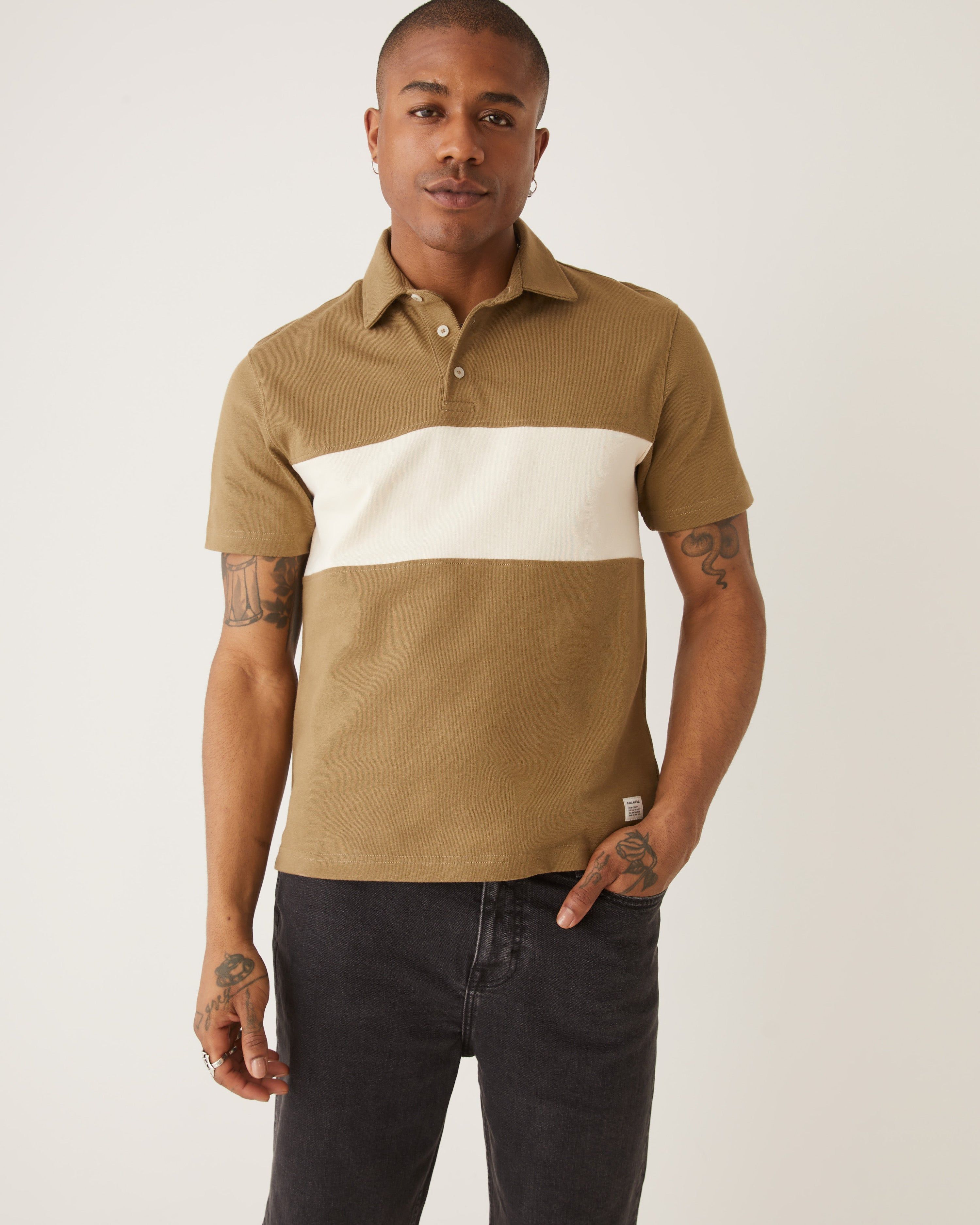 The Rugby Polo in Khaki sold by Frank & Oak