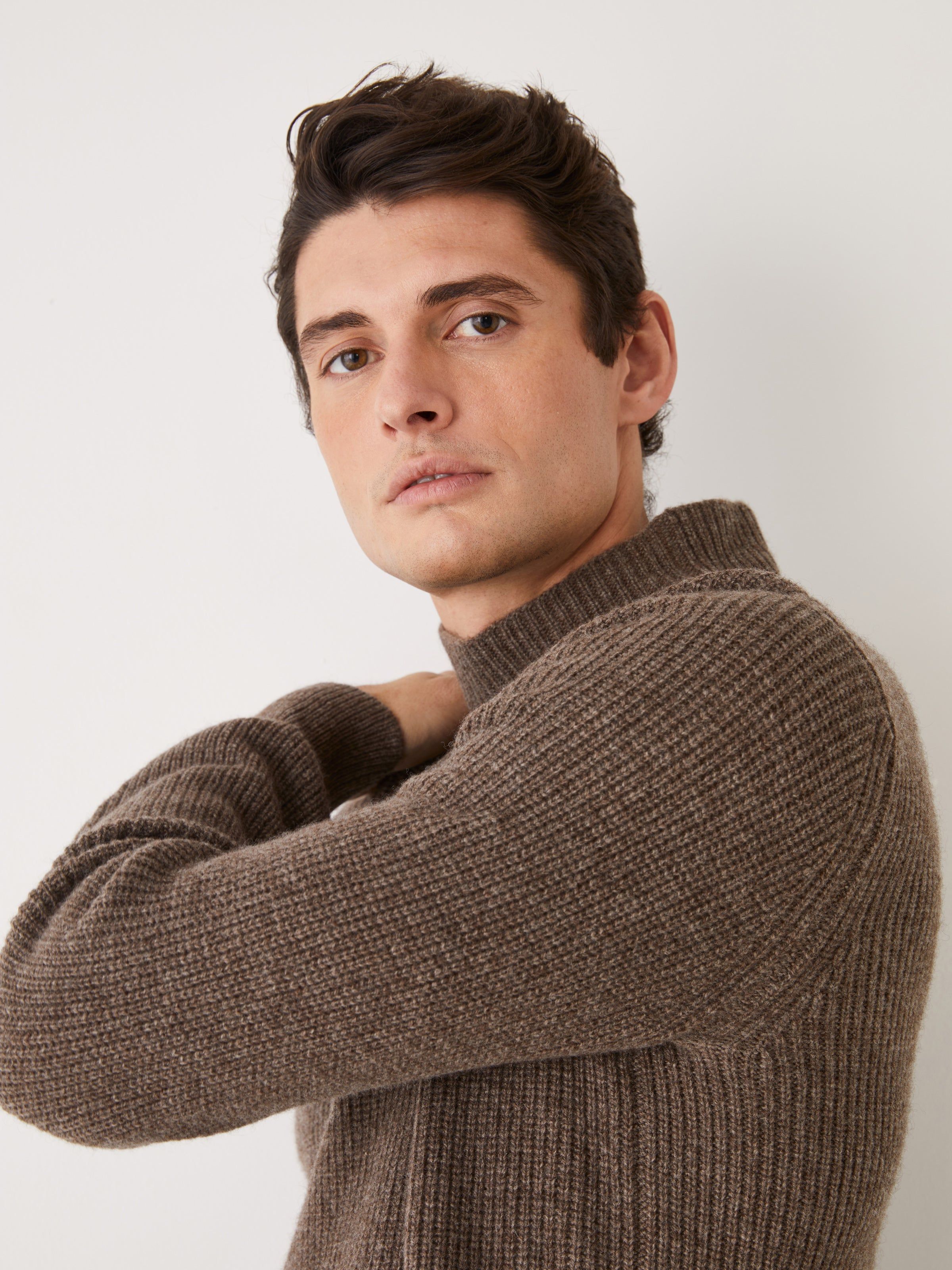 The Mockneck Yak Sweater in Dark Taupe sold by Frank & Oak product image thumbnail 3