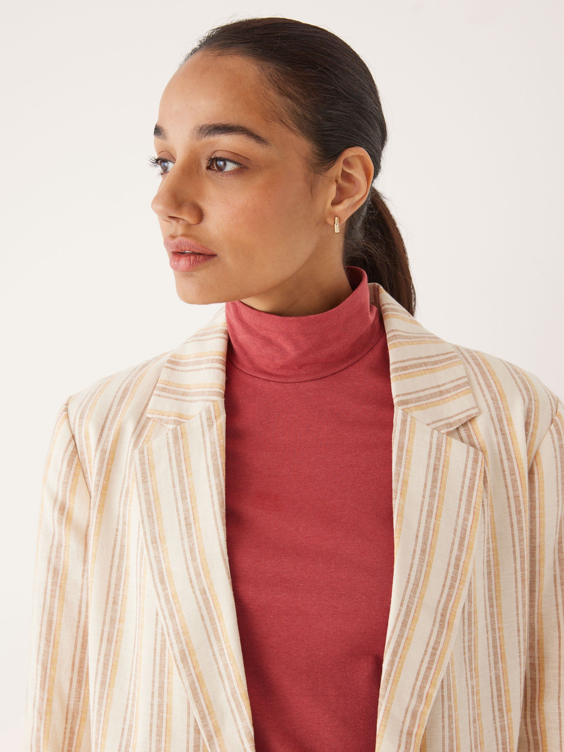 The Cottonized Hemp Striped Blazer in Honey sold by Frank & Oak product image thumbnail 4