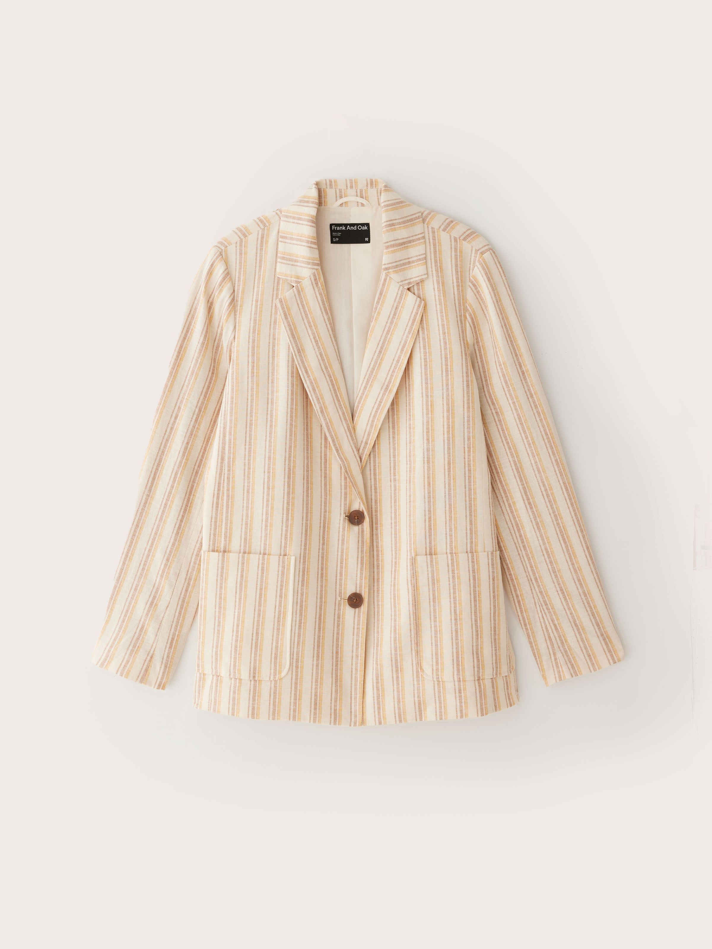 The Cottonized Hemp Striped Blazer in Honey sold by Frank & Oak product image thumbnail 6