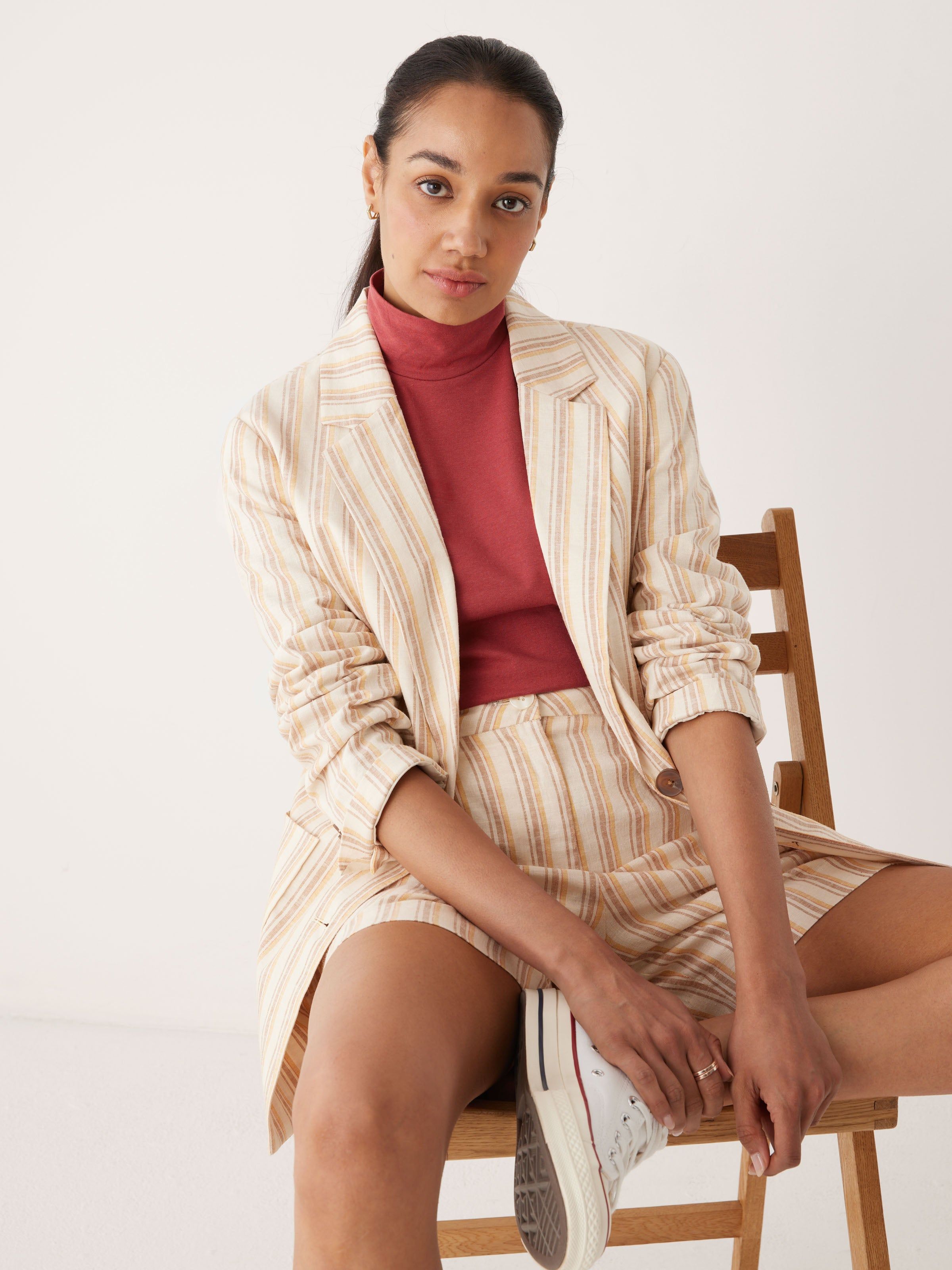 The Cottonized Hemp Striped Blazer in Honey sold by Frank & Oak product image thumbnail 5