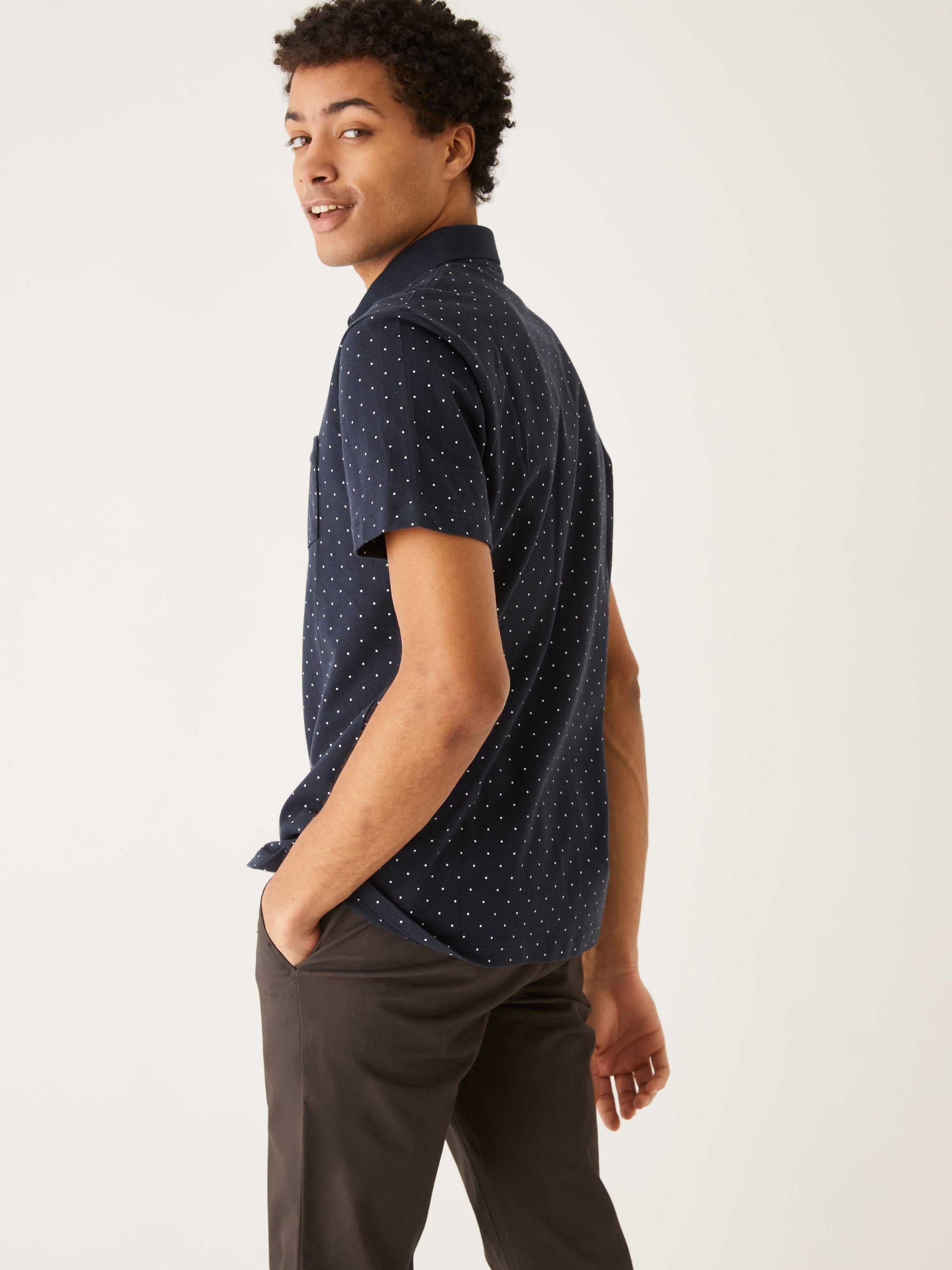 The Dotted Pique Polo Shirt in Deep Blue sold by Frank & Oak product image thumbnail 5