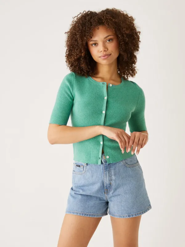 The Knitted Cardigan Top in Green sold by Frank & Oak