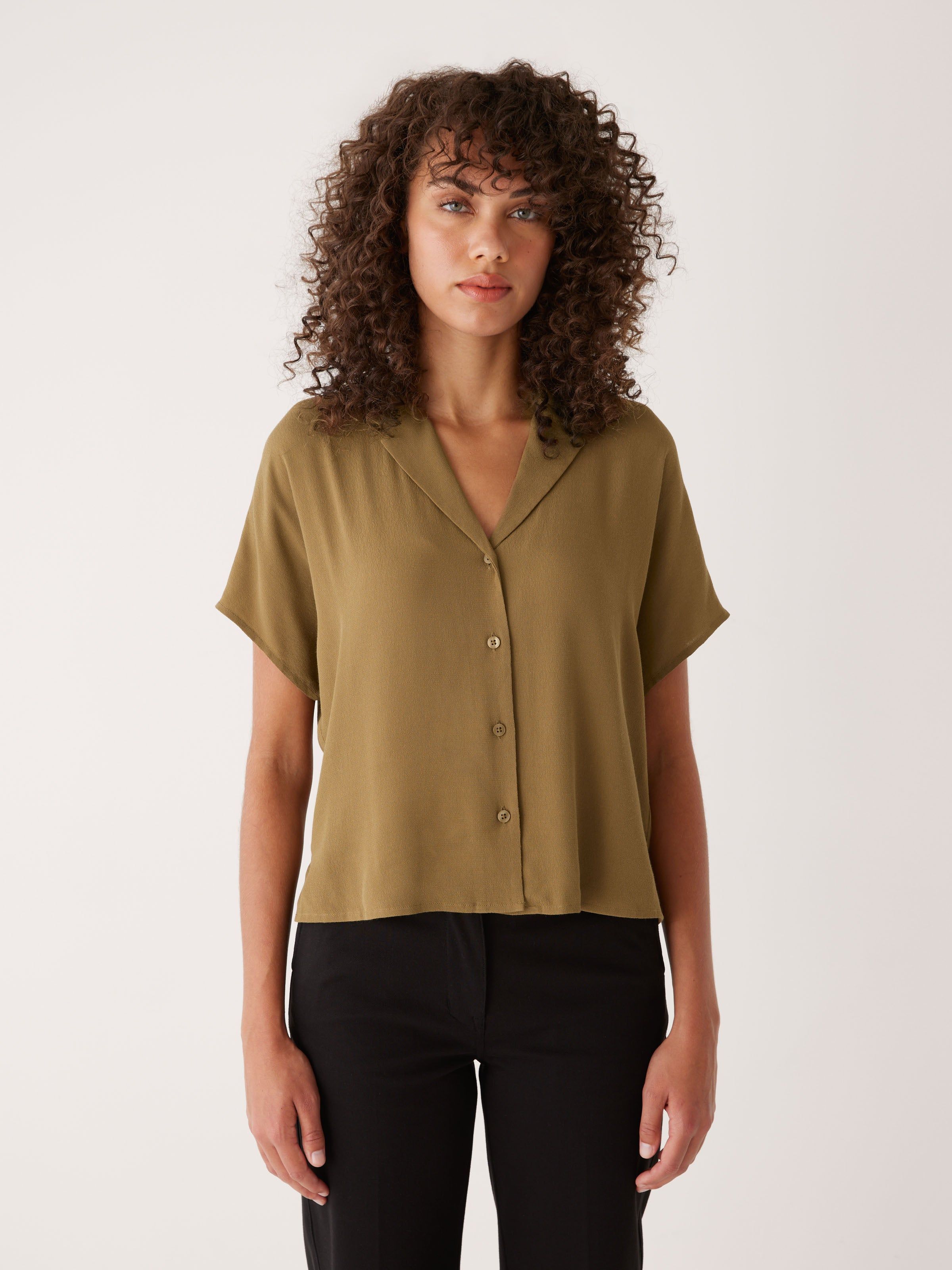 The Camp Collar Blouse in Amber Brown sold by Frank & Oak