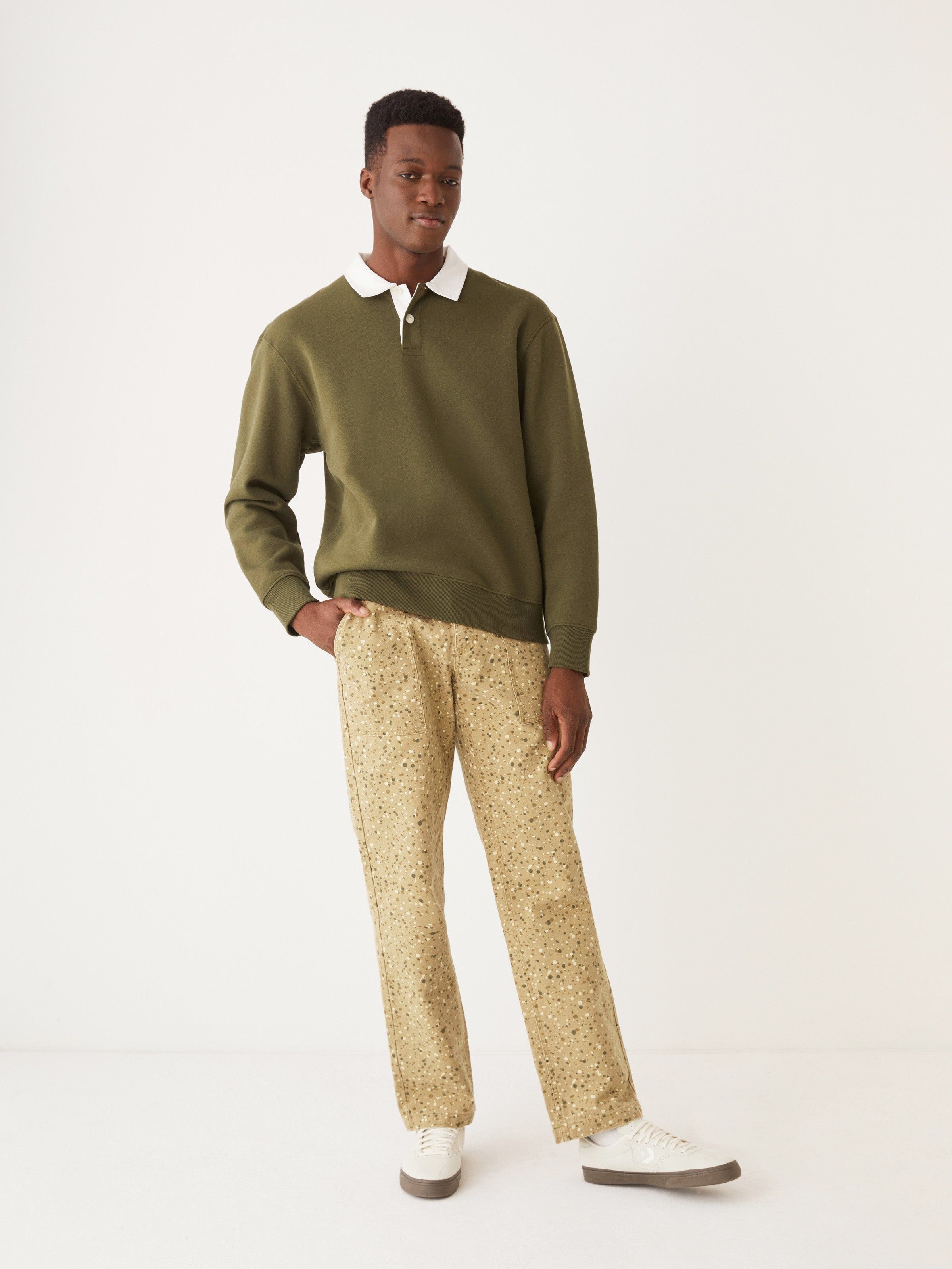 The Fleece Polo Sweater in Dark Olive sold by Frank & Oak product image thumbnail 2