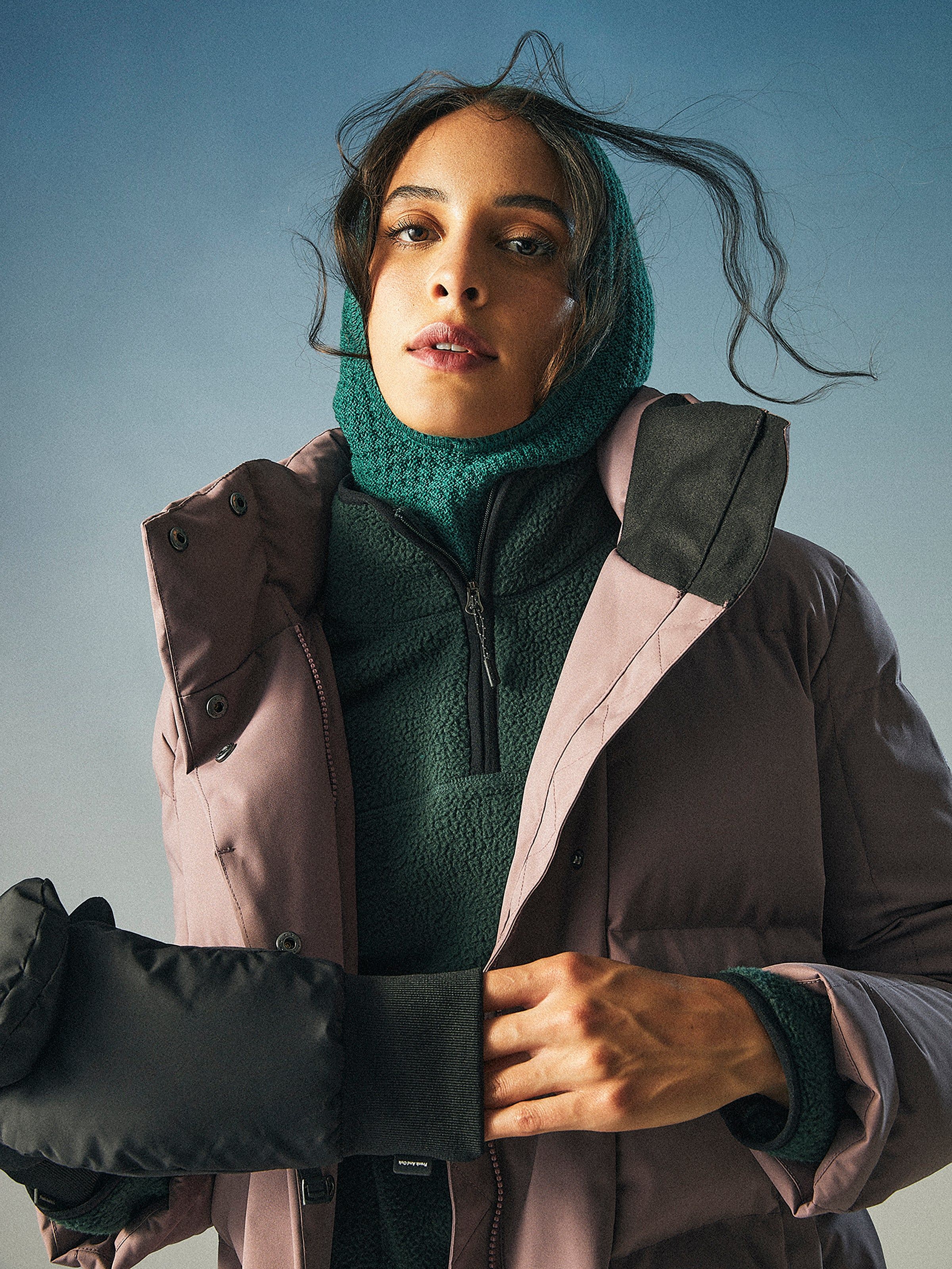 The Lykke Puffer Coat in Purple sold by Frank & Oak