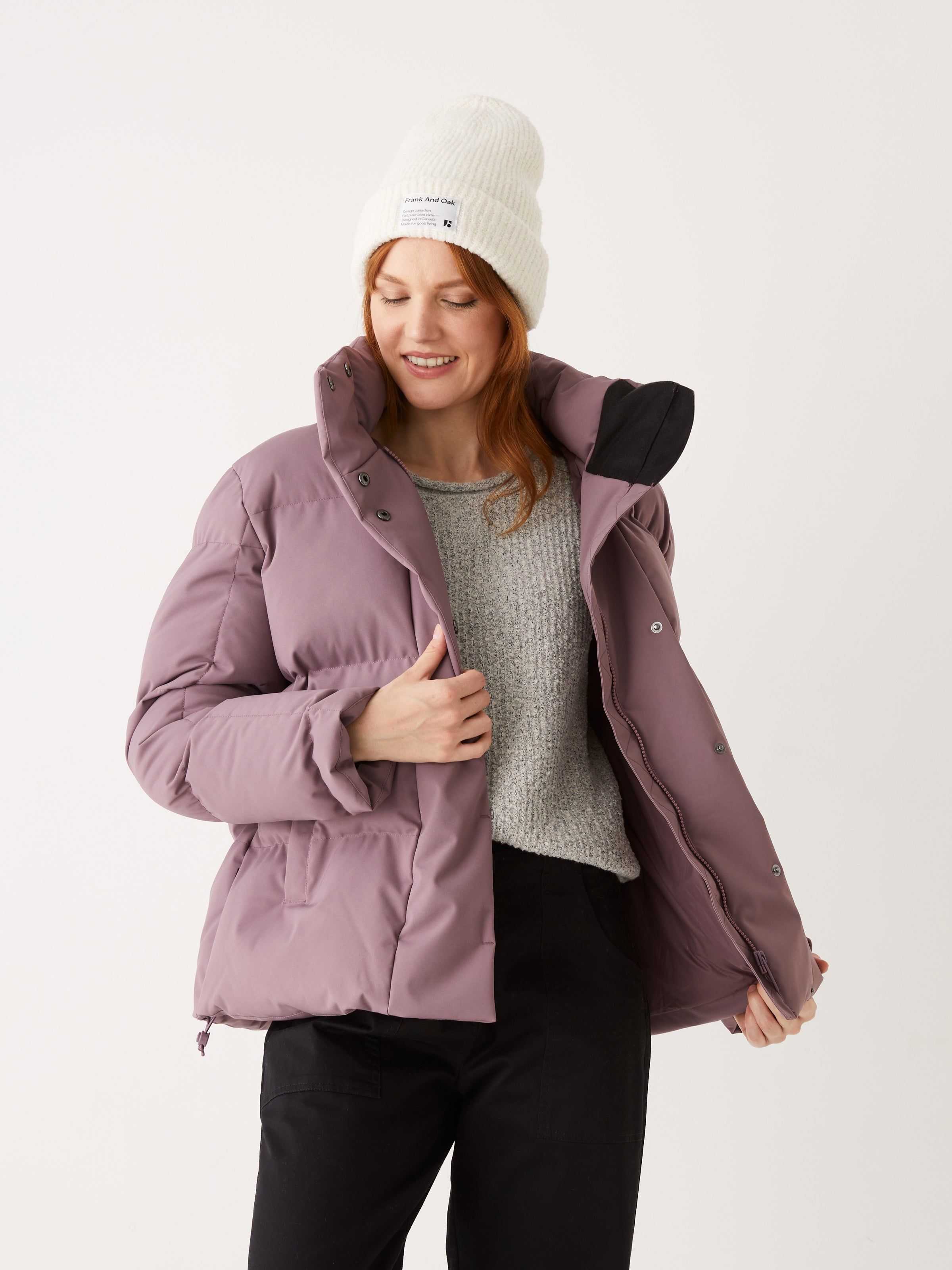 The Lykke Puffer Coat in Purple sold by Frank & Oak product image thumbnail 2