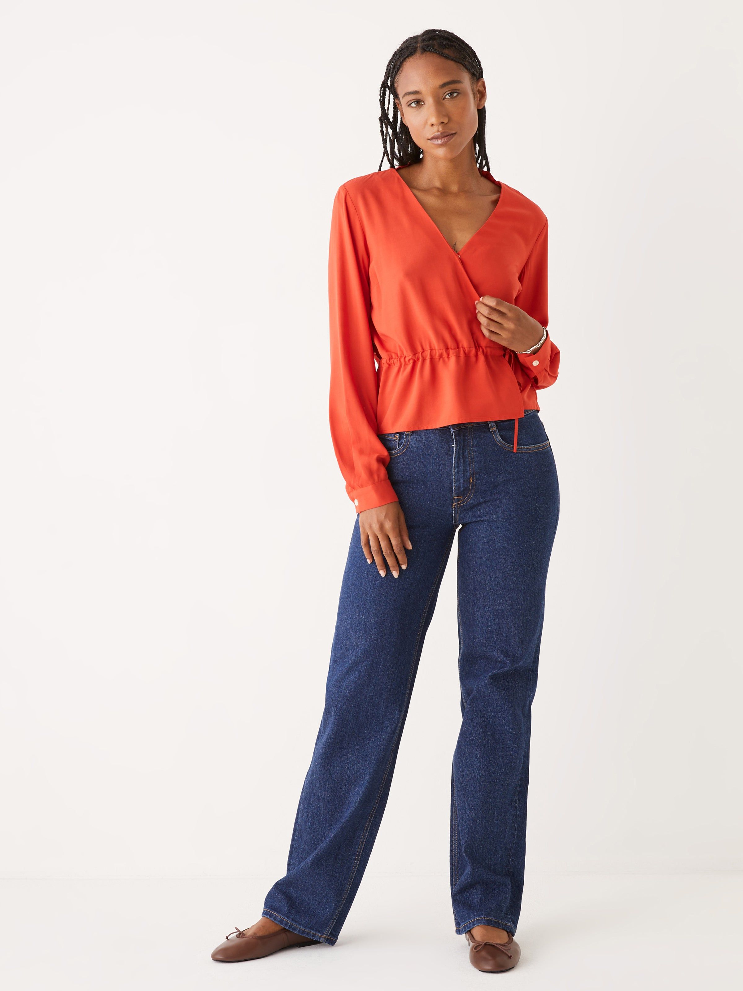 The Long Sleeve Wrap Top in Molten Lava sold by Frank & Oak product image thumbnail 2