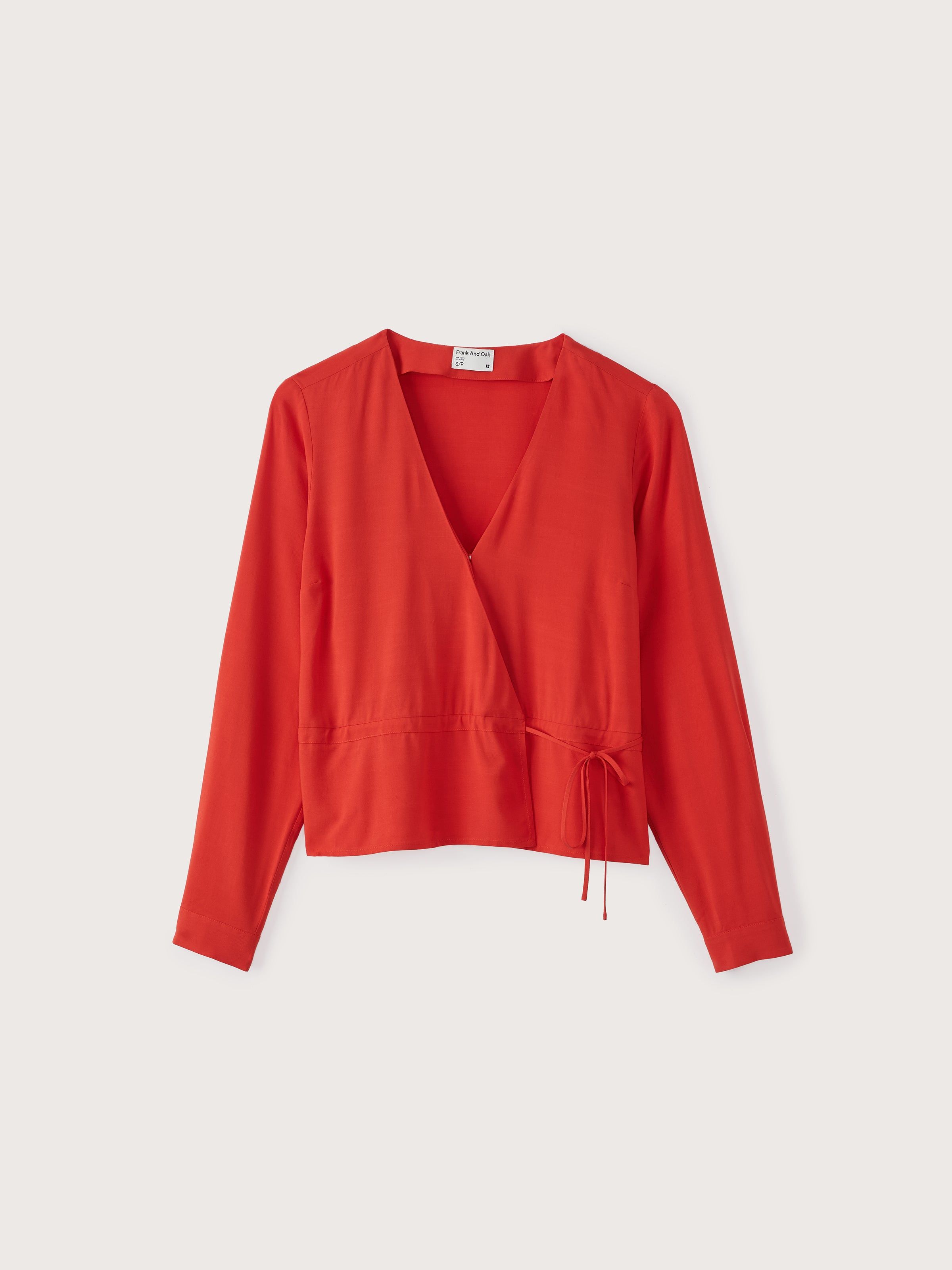 The Long Sleeve Wrap Top in Molten Lava sold by Frank & Oak product image thumbnail 4