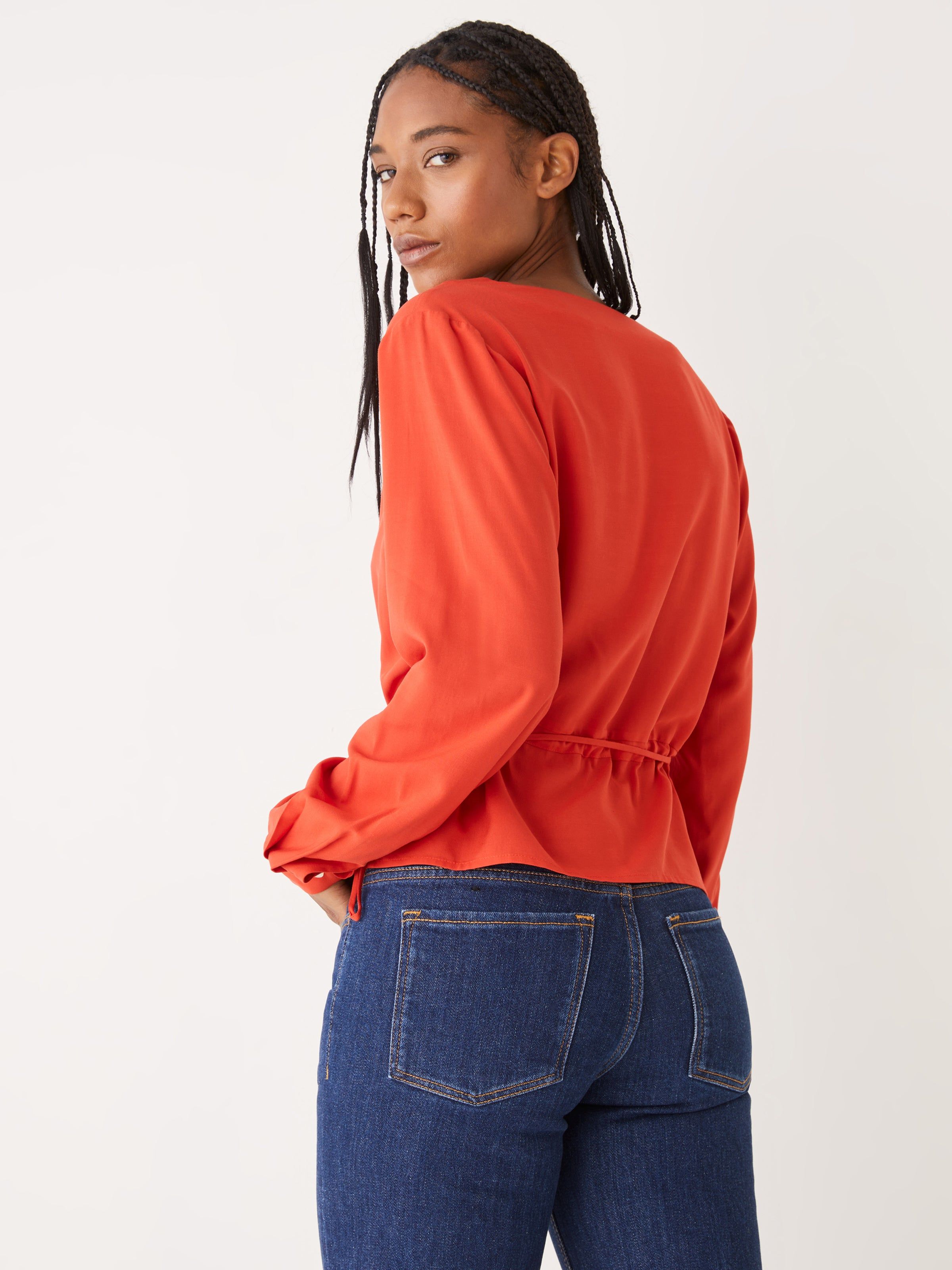 The Long Sleeve Wrap Top in Molten Lava sold by Frank & Oak product image thumbnail 3