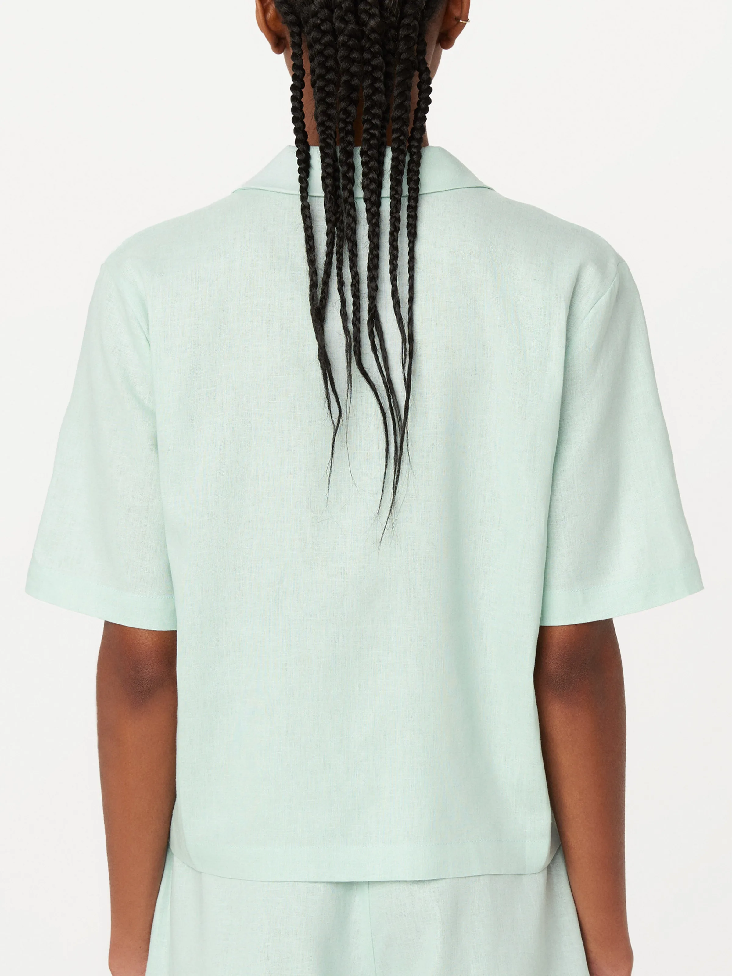 The Cropped Linen Blend Shirt in Seafoam sold by Frank & Oak product image thumbnail 4