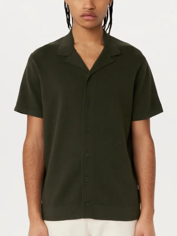 The Short Sleeve Sweater Shirt in Rosin sold by Frank & Oak
