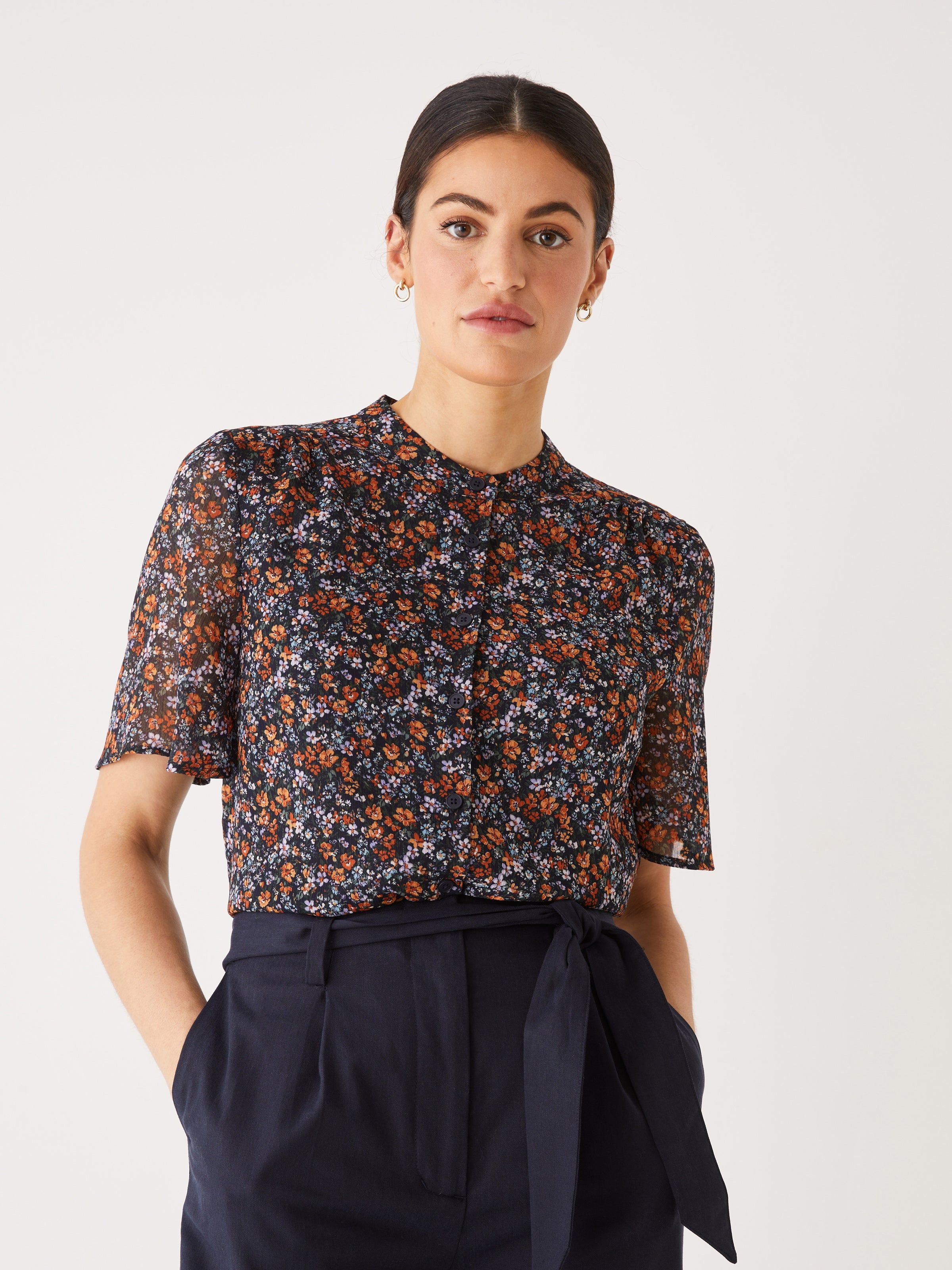 The Printed Chiffon Blouse in Orchid sold by Frank & Oak