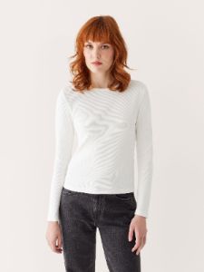 The Long Sleeve Ribbed Top in White sold by Frank & Oak