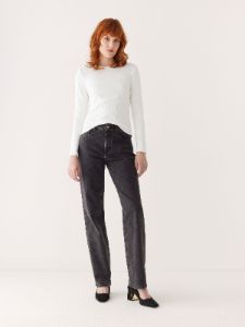The Long Sleeve Ribbed Top in White sold by Frank & Oak