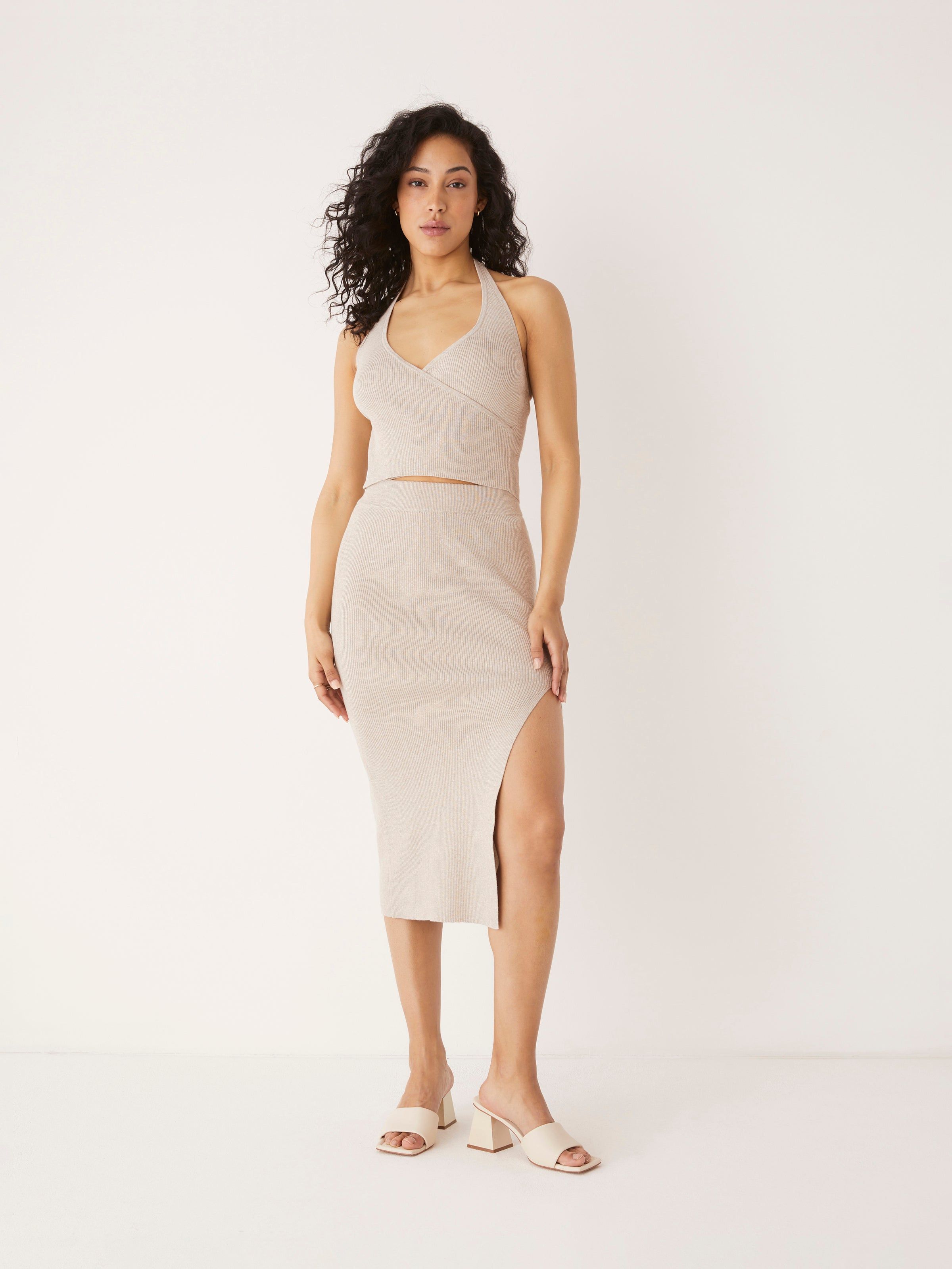 The Knit Midi Skirt in Almond sold by Frank & Oak product image thumbnail 4