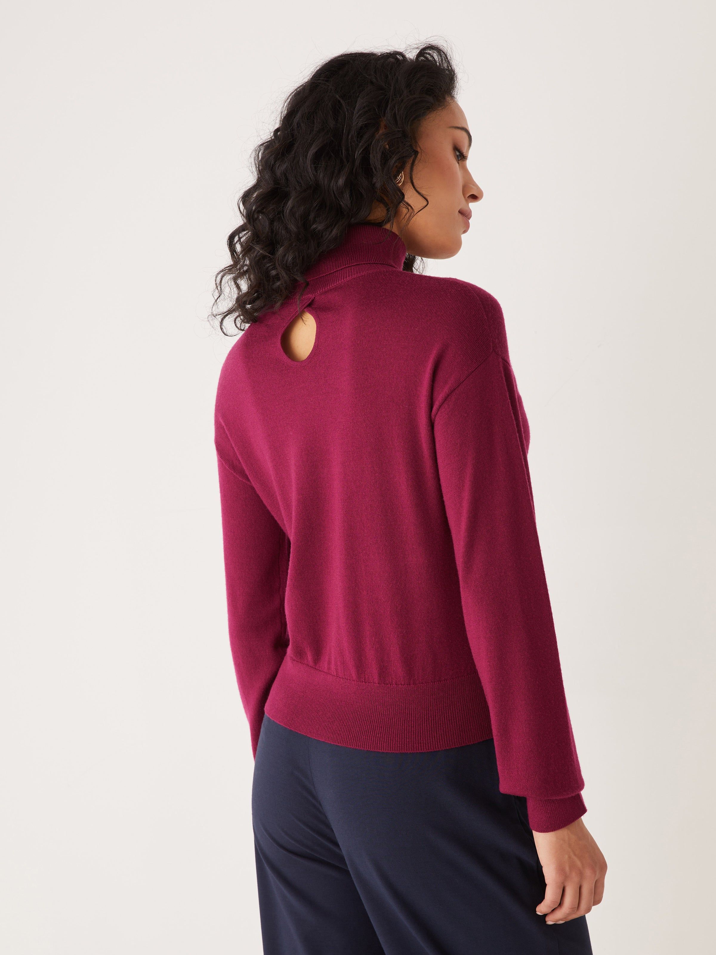 The Merino Mockneck Sweater in Fuchsia sold by Frank & Oak product image thumbnail 2