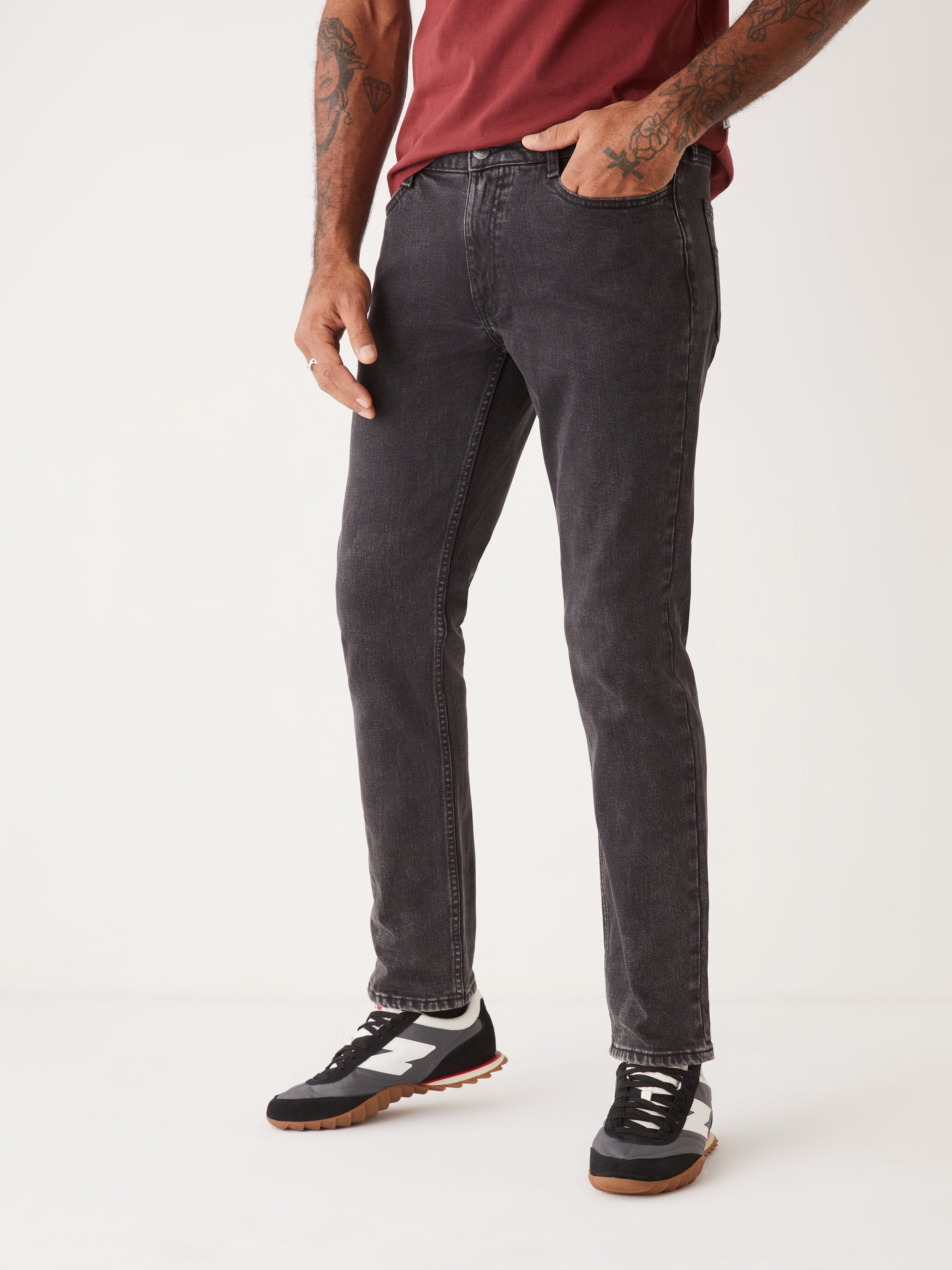 The Slim Fit Jean in Washed Black sold by Frank & Oak