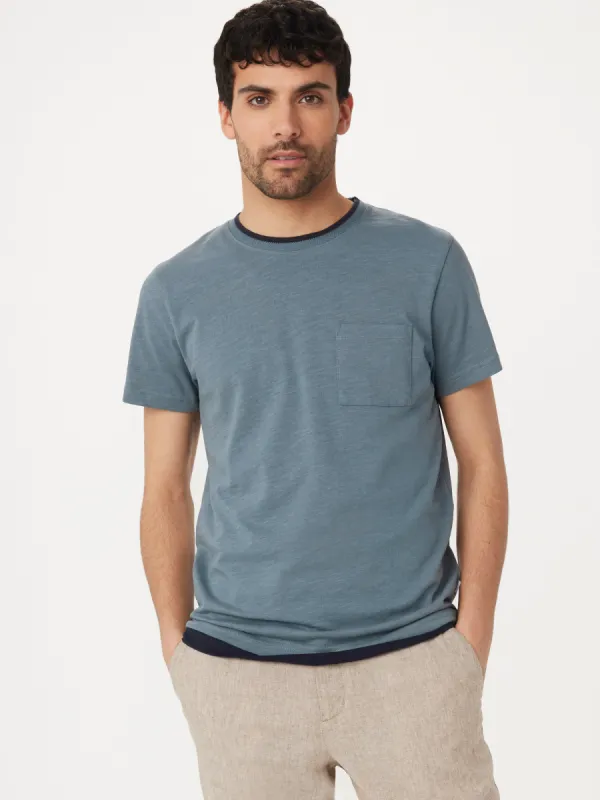 The Slim Pocket T-Shirt in Storm Blue sold by Frank & Oak