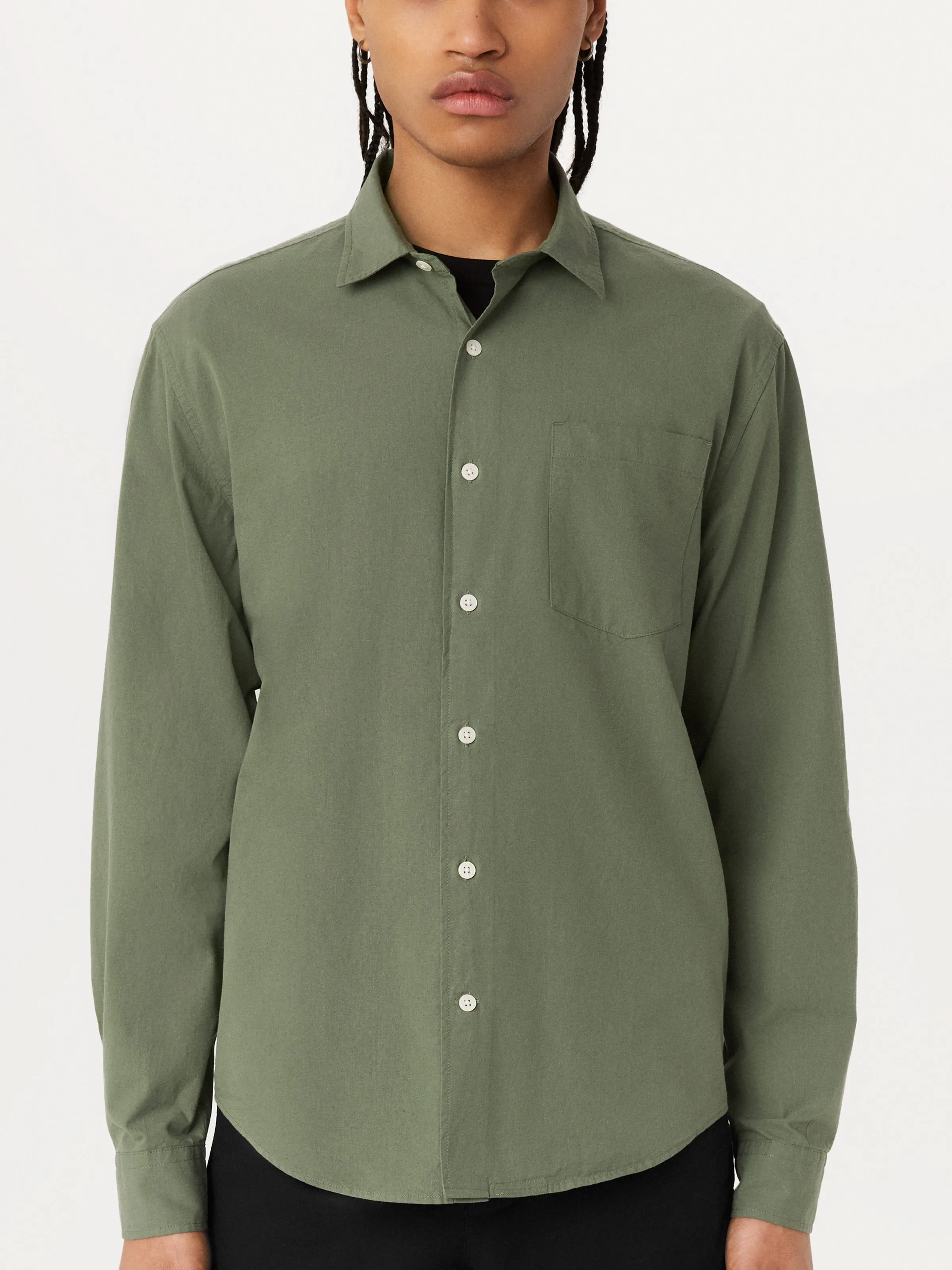 The Kapok Poplin Shirt in Agave sold by Frank & Oak product image thumbnail 2