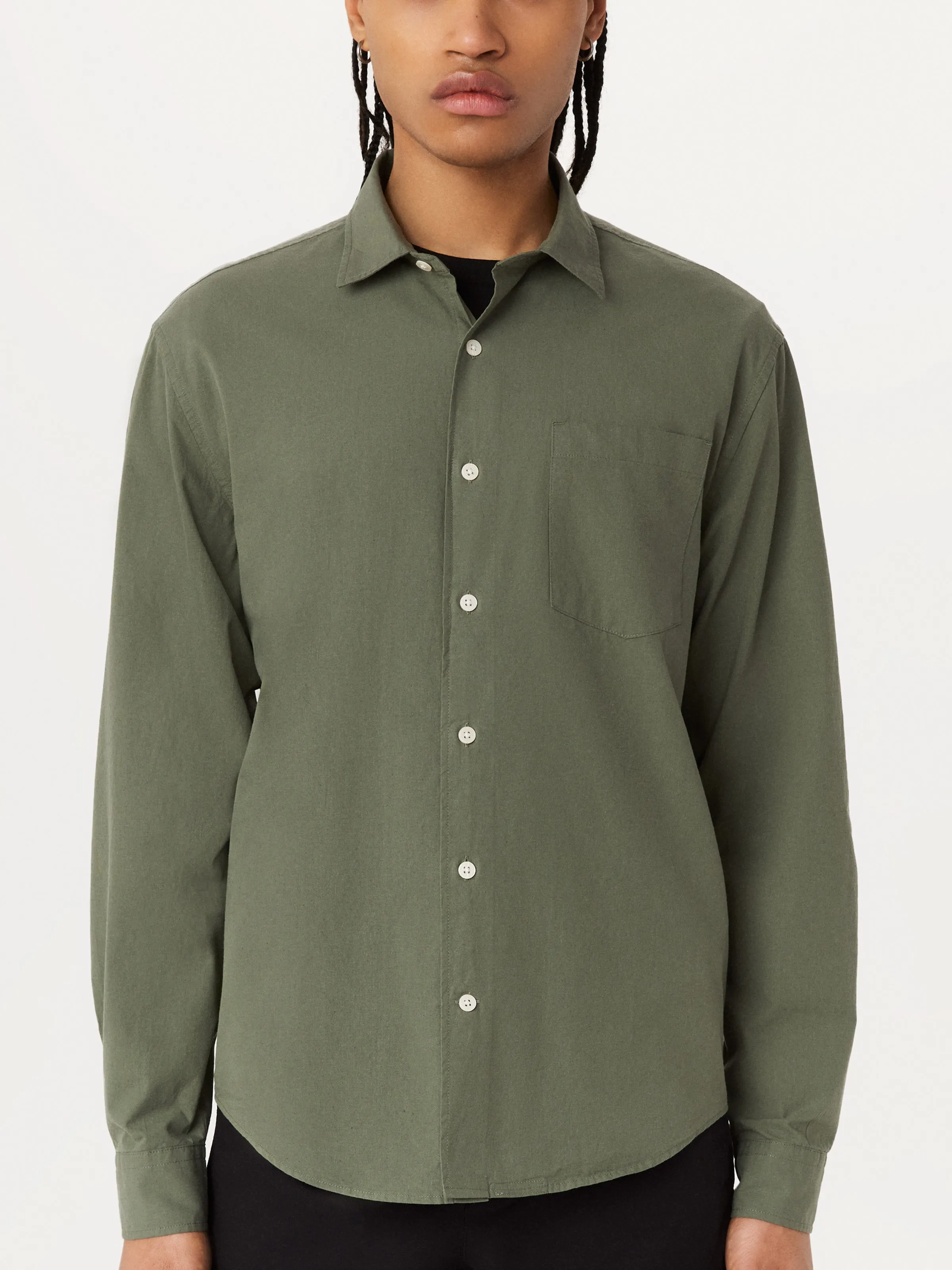 The Kapok Poplin Shirt in Agave sold by Frank & Oak product image thumbnail 3