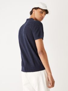 The Linen Short-Sleeve Polo in Navy sold by Frank & Oak