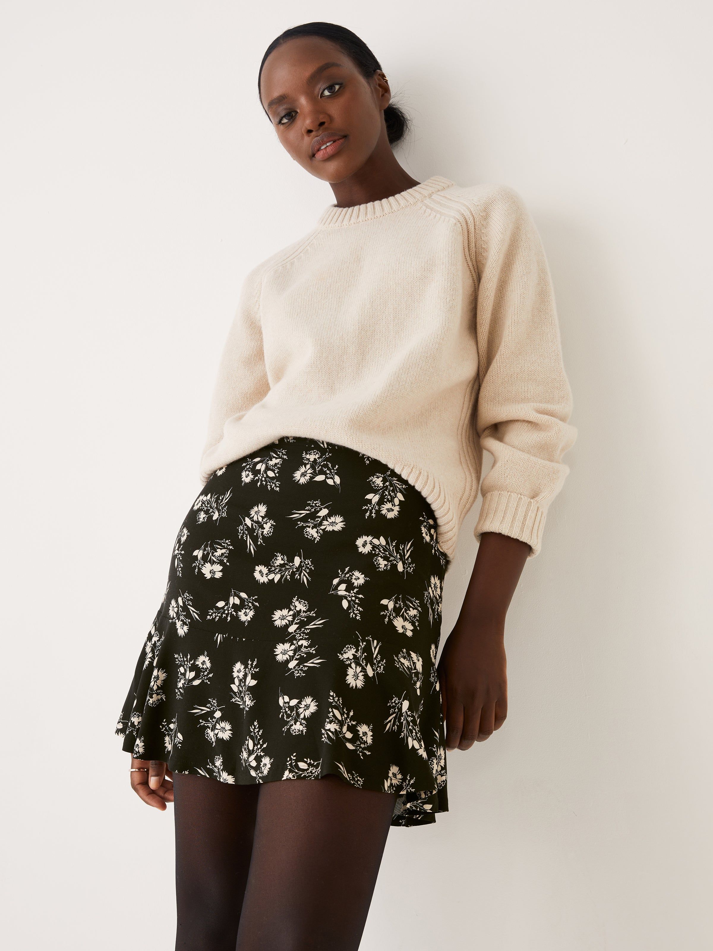 The Floral Print Mini Skirt in Black sold by Frank & Oak product image thumbnail 2