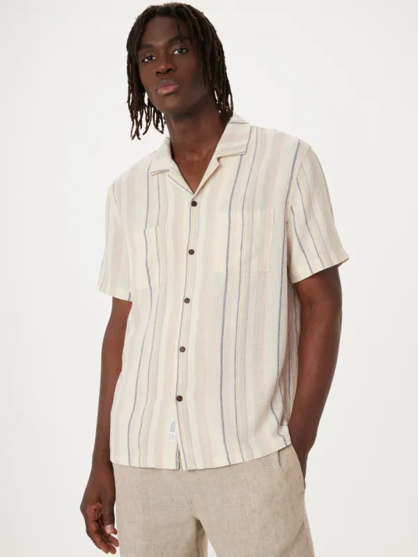 The Linen Camp Collar Shirt in Cloud sold by Frank & Oak