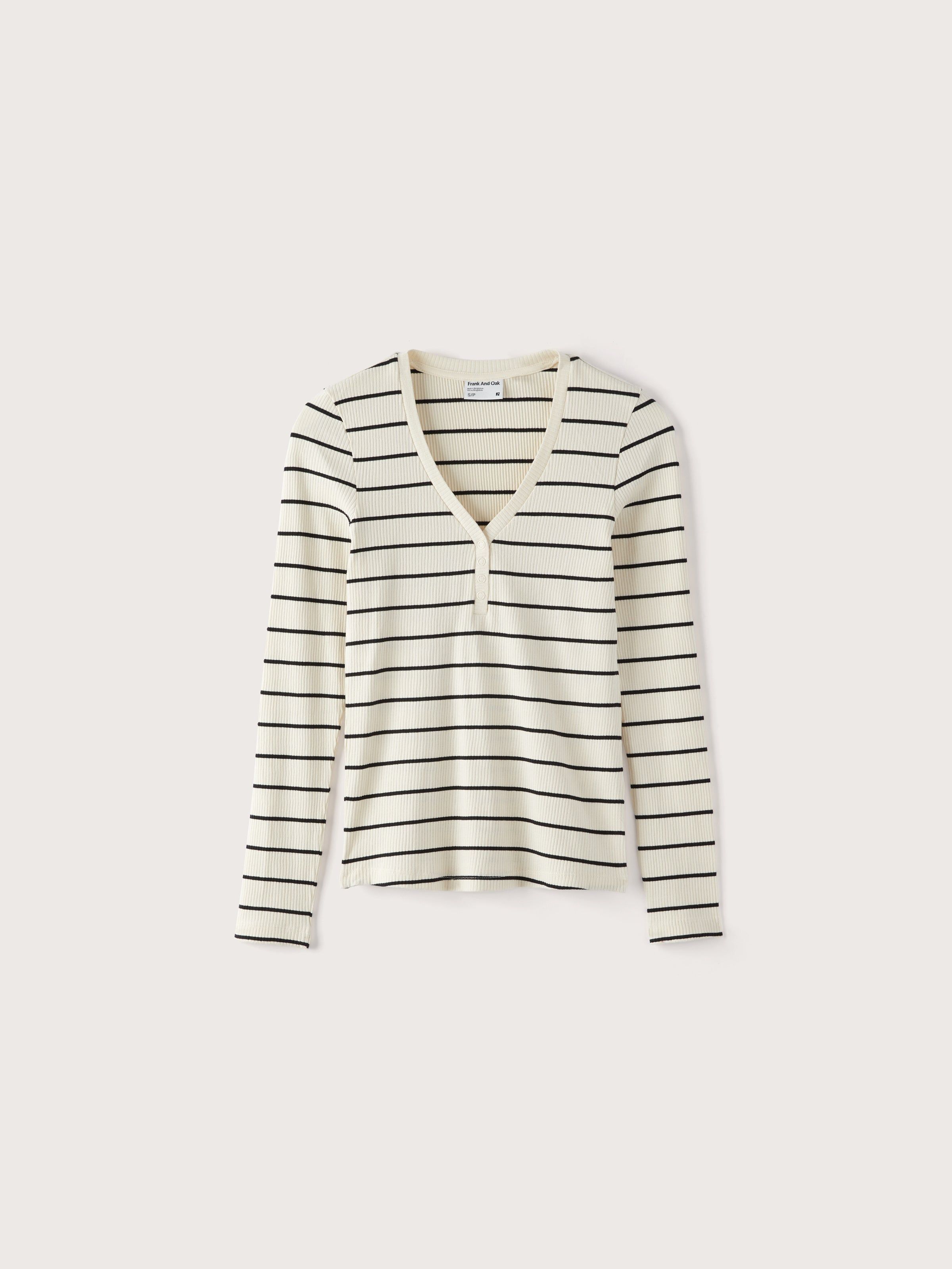 The Ribbed Henley Top in Beige sold by Frank & Oak product image thumbnail 4