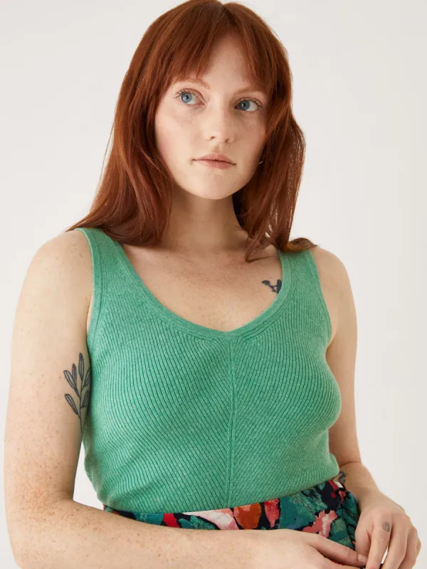 The Knitted Tank Top in Green sold by Frank & Oak