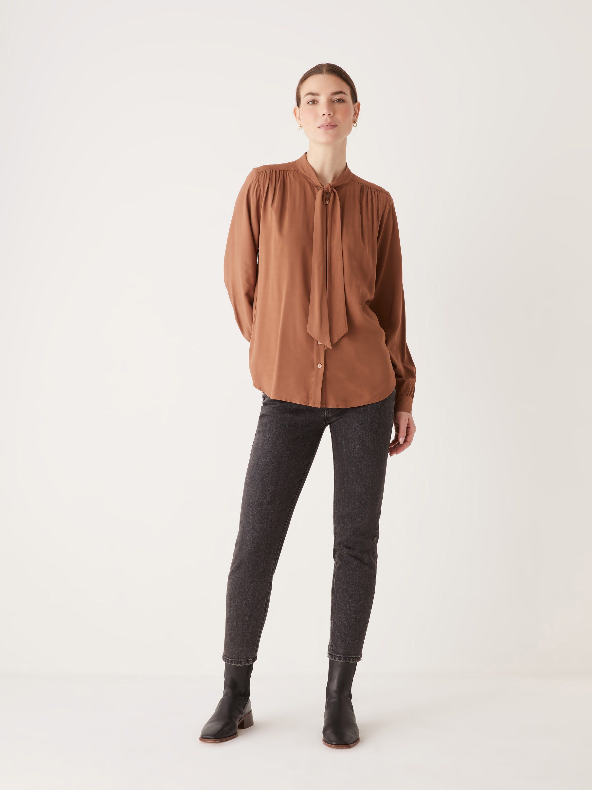The Tie Neck Blouse in Brown sold by Frank & Oak product image thumbnail 3