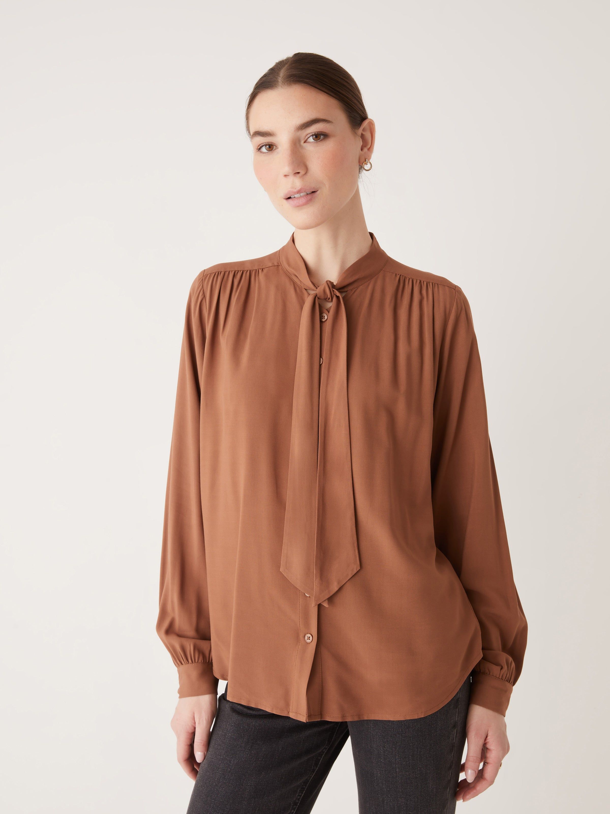 The Tie Neck Blouse in Brown sold by Frank & Oak product image thumbnail 2