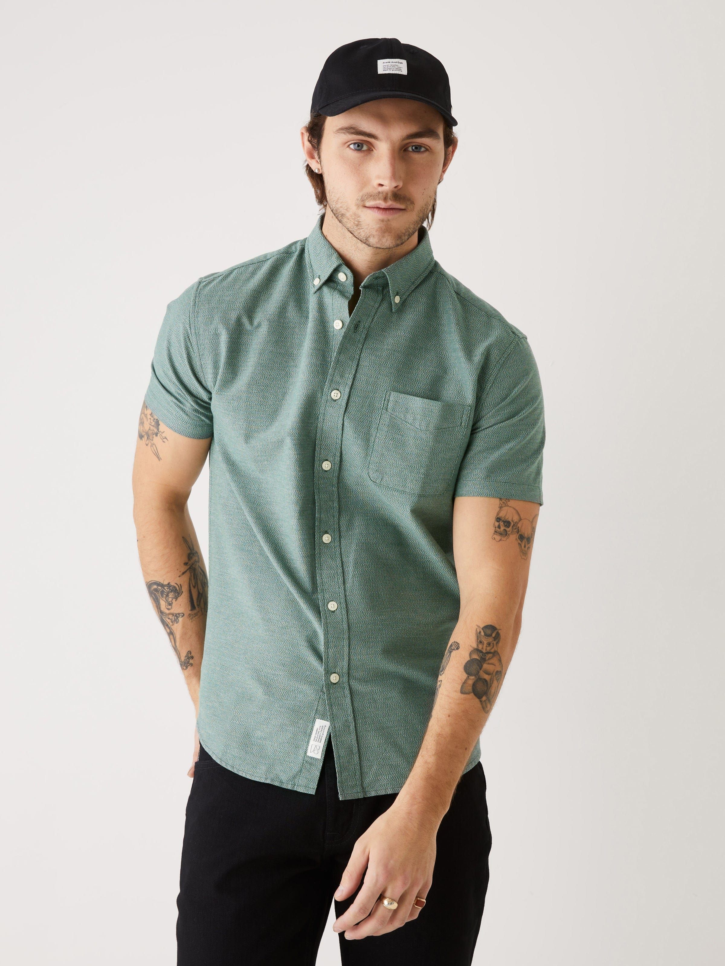 The Short-Sleeved Jasper Oxford Shirt in Dark Green sold by Frank & Oak product image thumbnail 3
