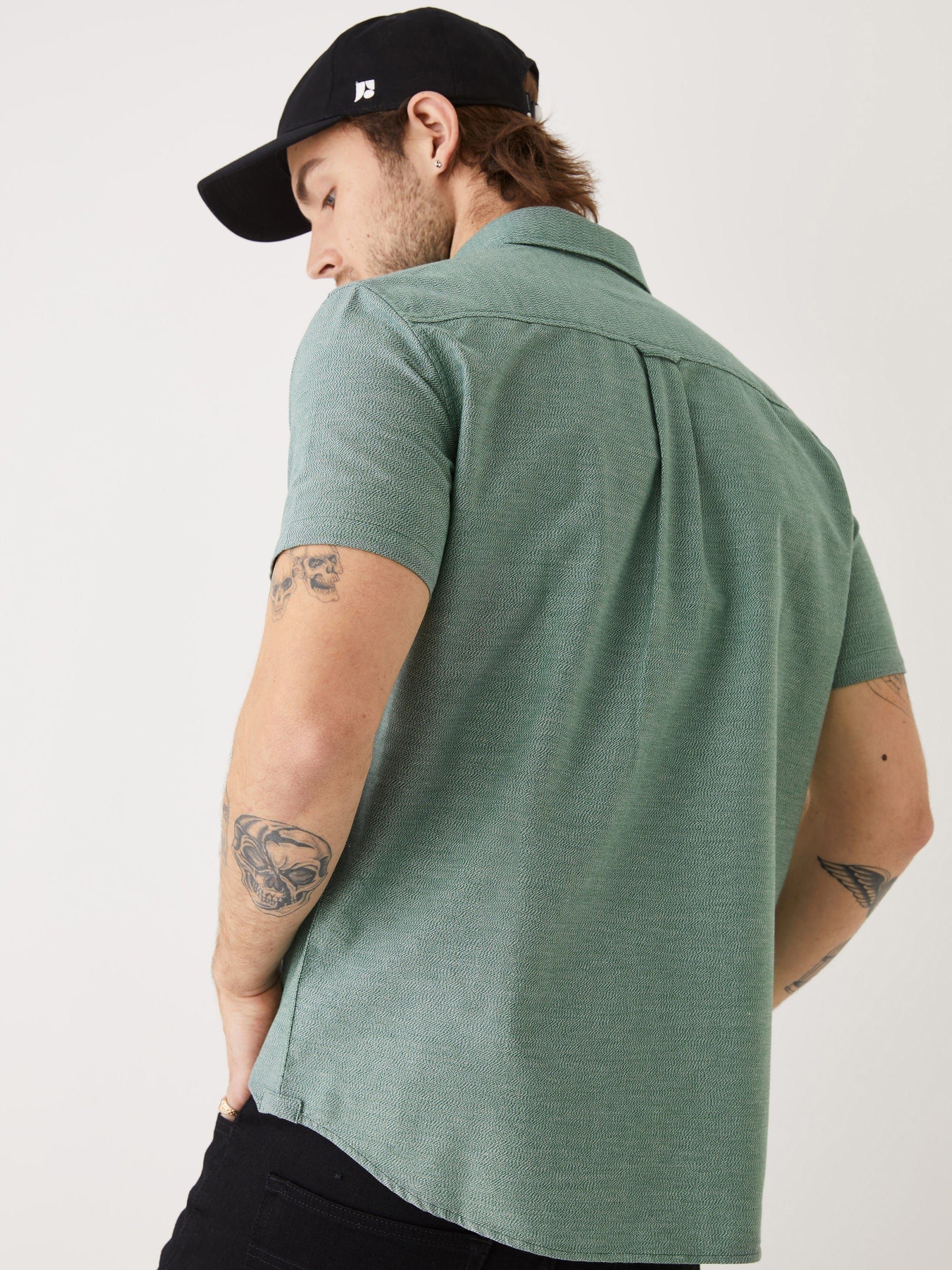 The Short-Sleeved Jasper Oxford Shirt in Dark Green sold by Frank & Oak product image thumbnail 4