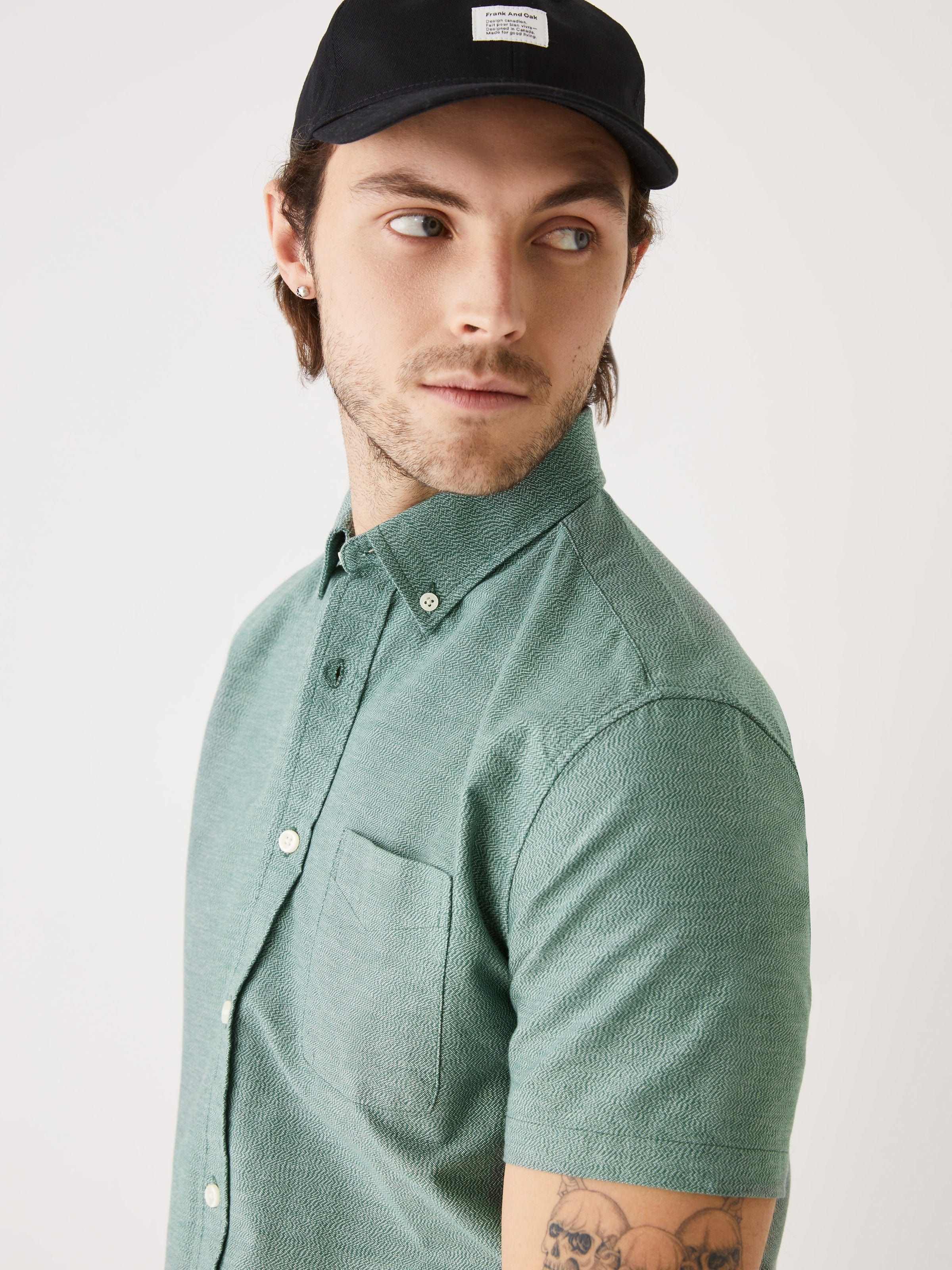 The Short-Sleeved Jasper Oxford Shirt in Dark Green sold by Frank & Oak product image thumbnail 2