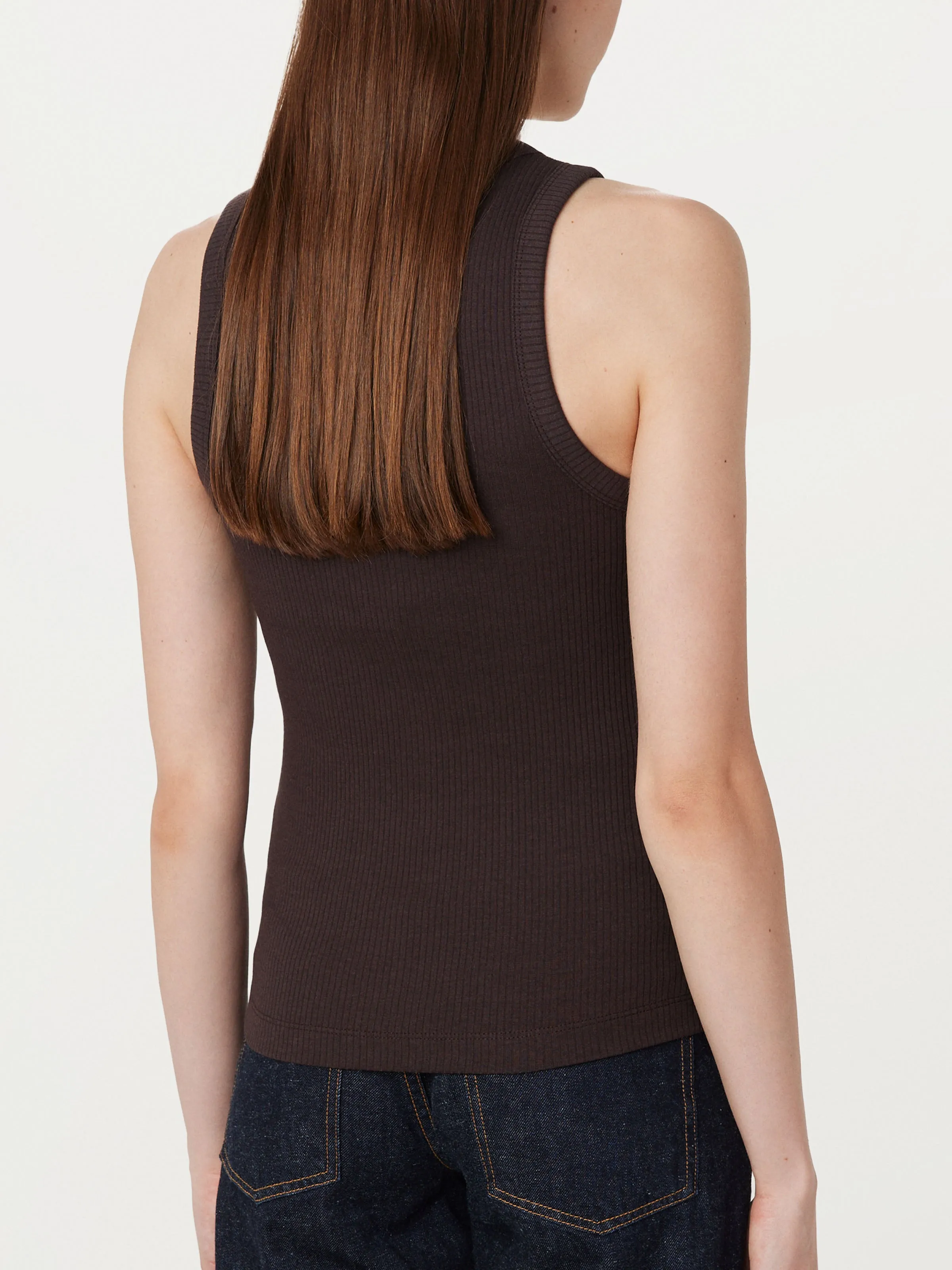 The Ribbed Racer Tank Top in Dark Chocolate sold by Frank & Oak product image thumbnail 4