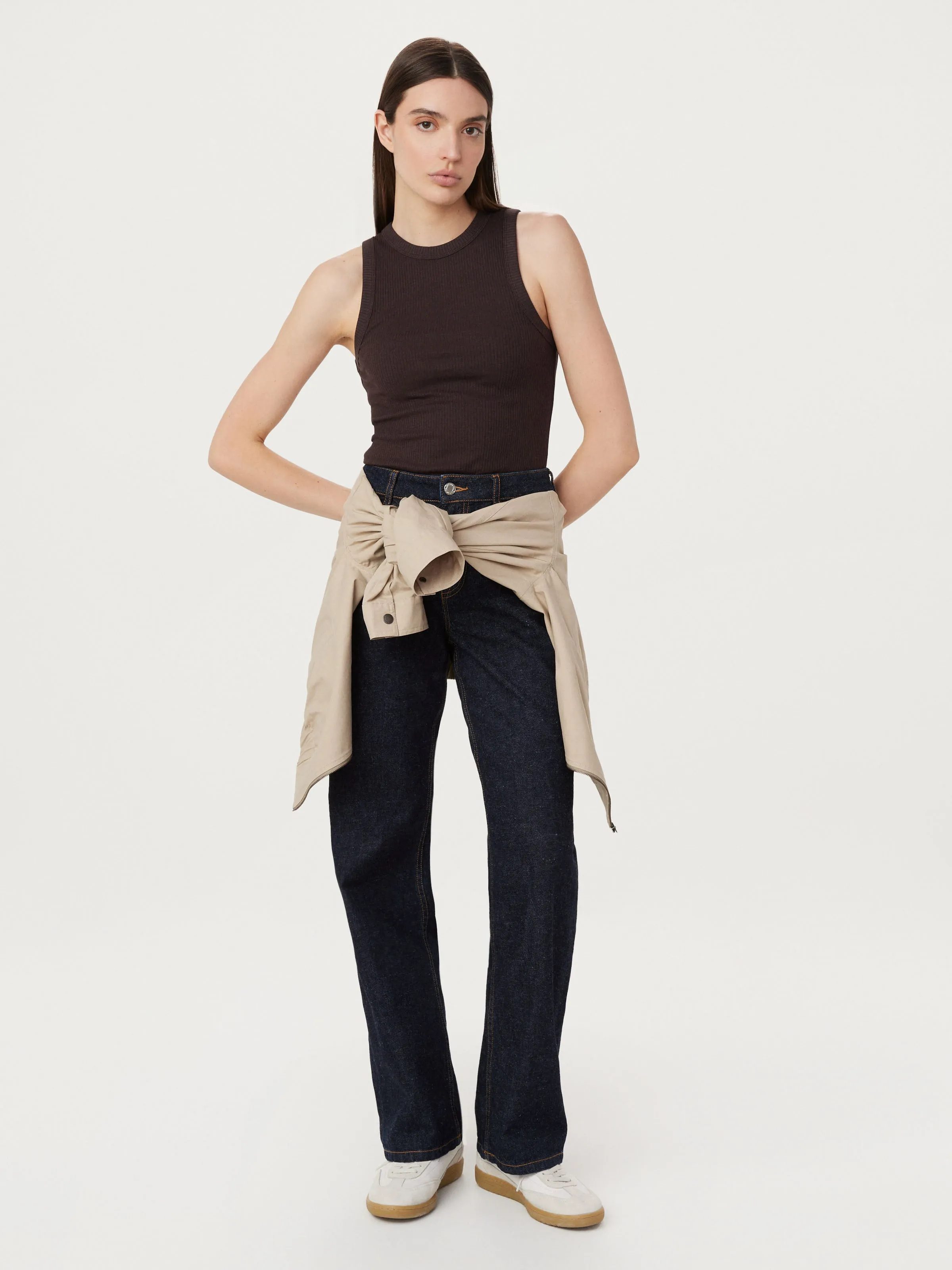 The Ribbed Racer Tank Top in Dark Chocolate sold by Frank & Oak product image thumbnail 2