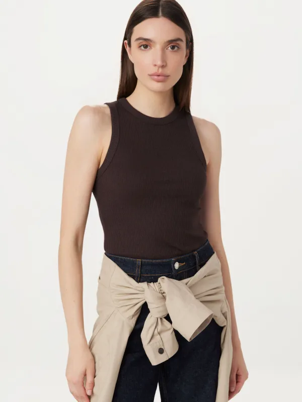 The Ribbed Racer Tank Top in Dark Chocolate sold by Frank & Oak