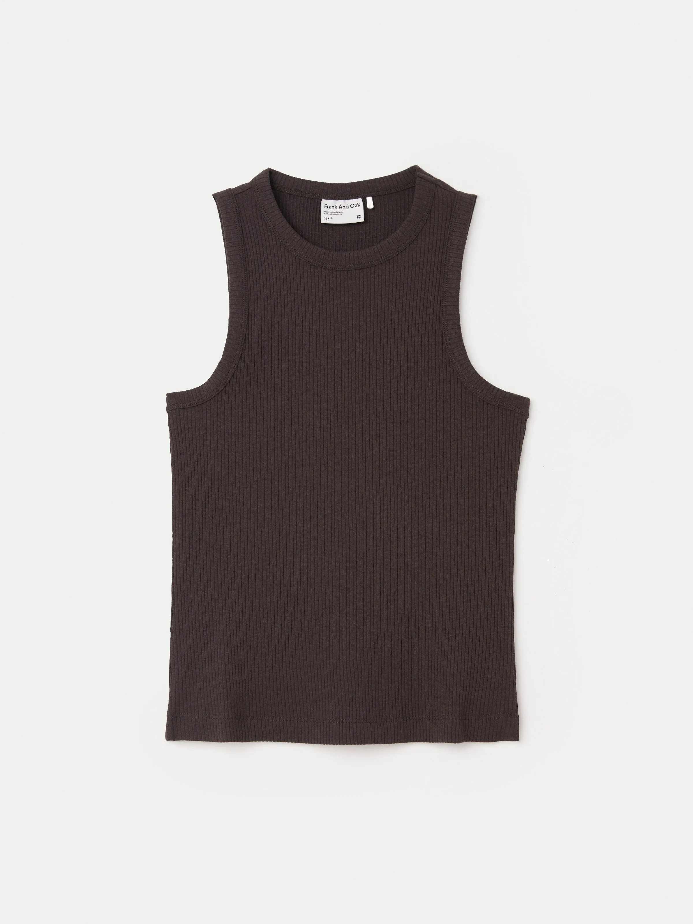 The Ribbed Racer Tank Top in Dark Chocolate sold by Frank & Oak product image thumbnail 5