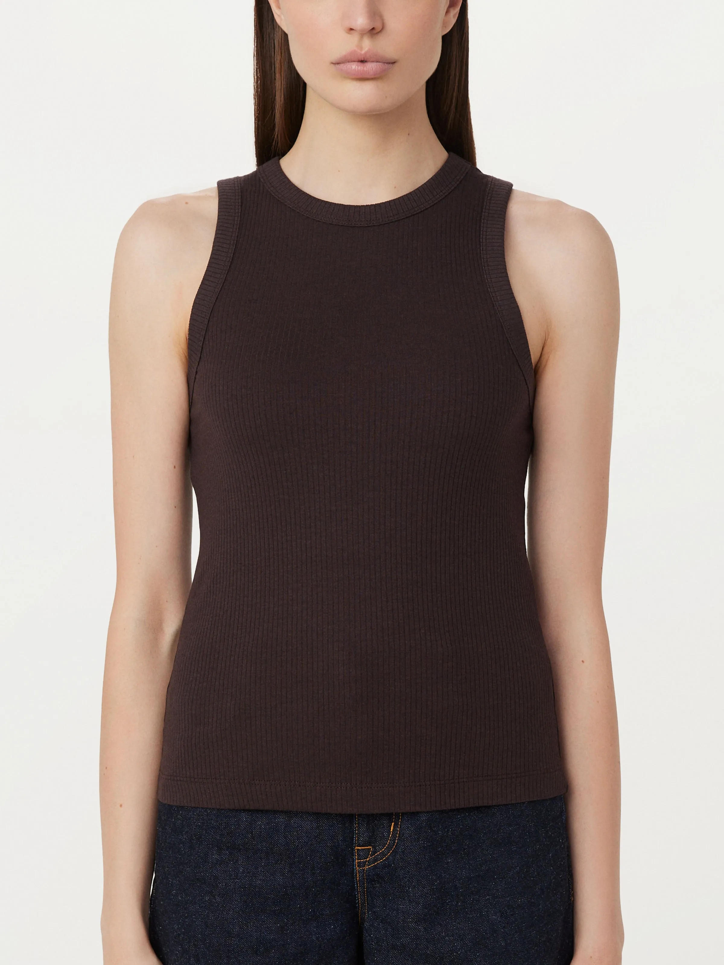 The Ribbed Racer Tank Top in Dark Chocolate sold by Frank & Oak product image thumbnail 3