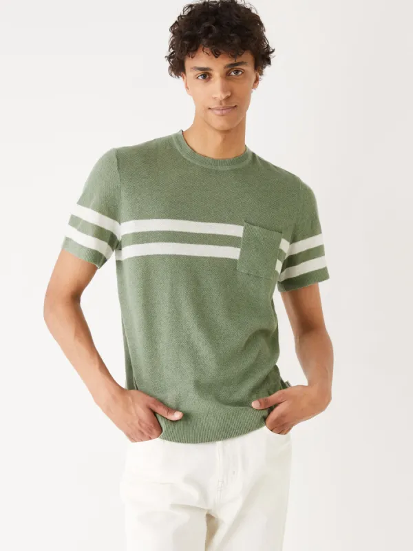 The Striped Linen T-Shirt in Light Green sold by Frank & Oak