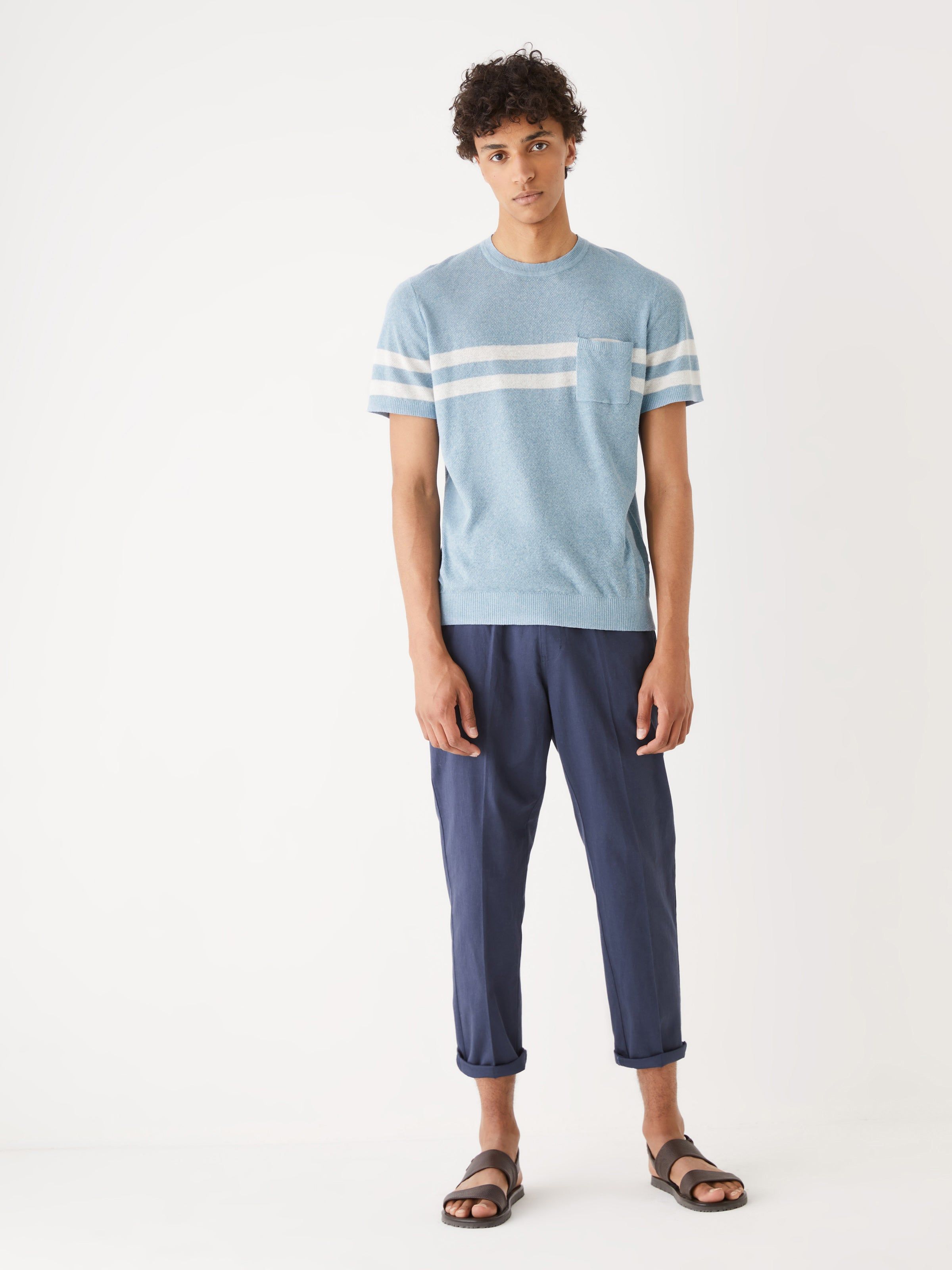 The Striped Linen T-Shirt in Light Blue sold by Frank & Oak product image thumbnail 6