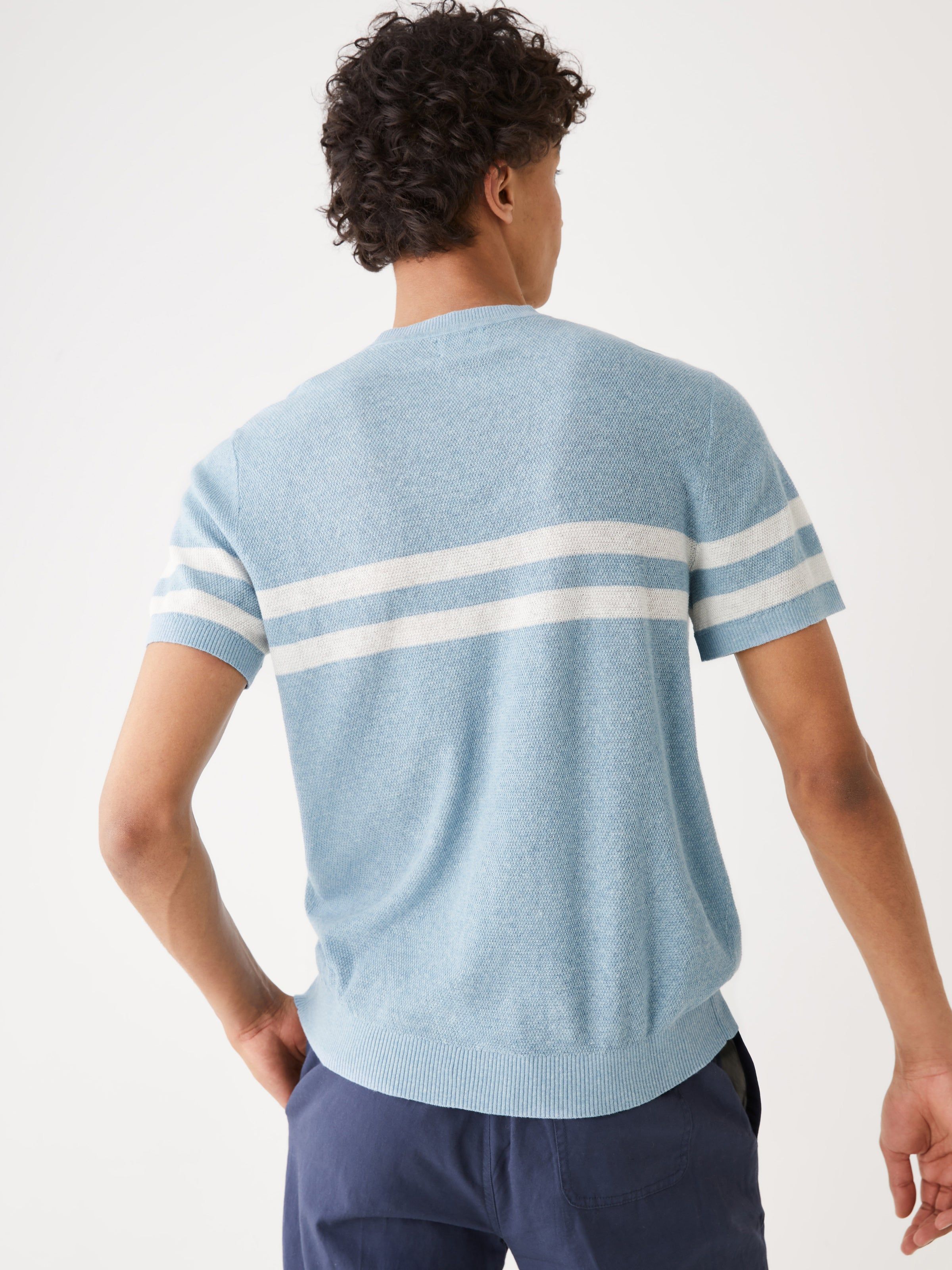 The Striped Linen T-Shirt in Light Blue sold by Frank & Oak product image thumbnail 5
