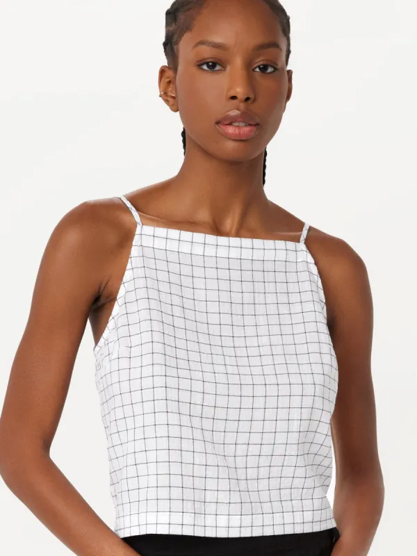 The Seersucker Shell Top in Bright White sold by Frank & Oak